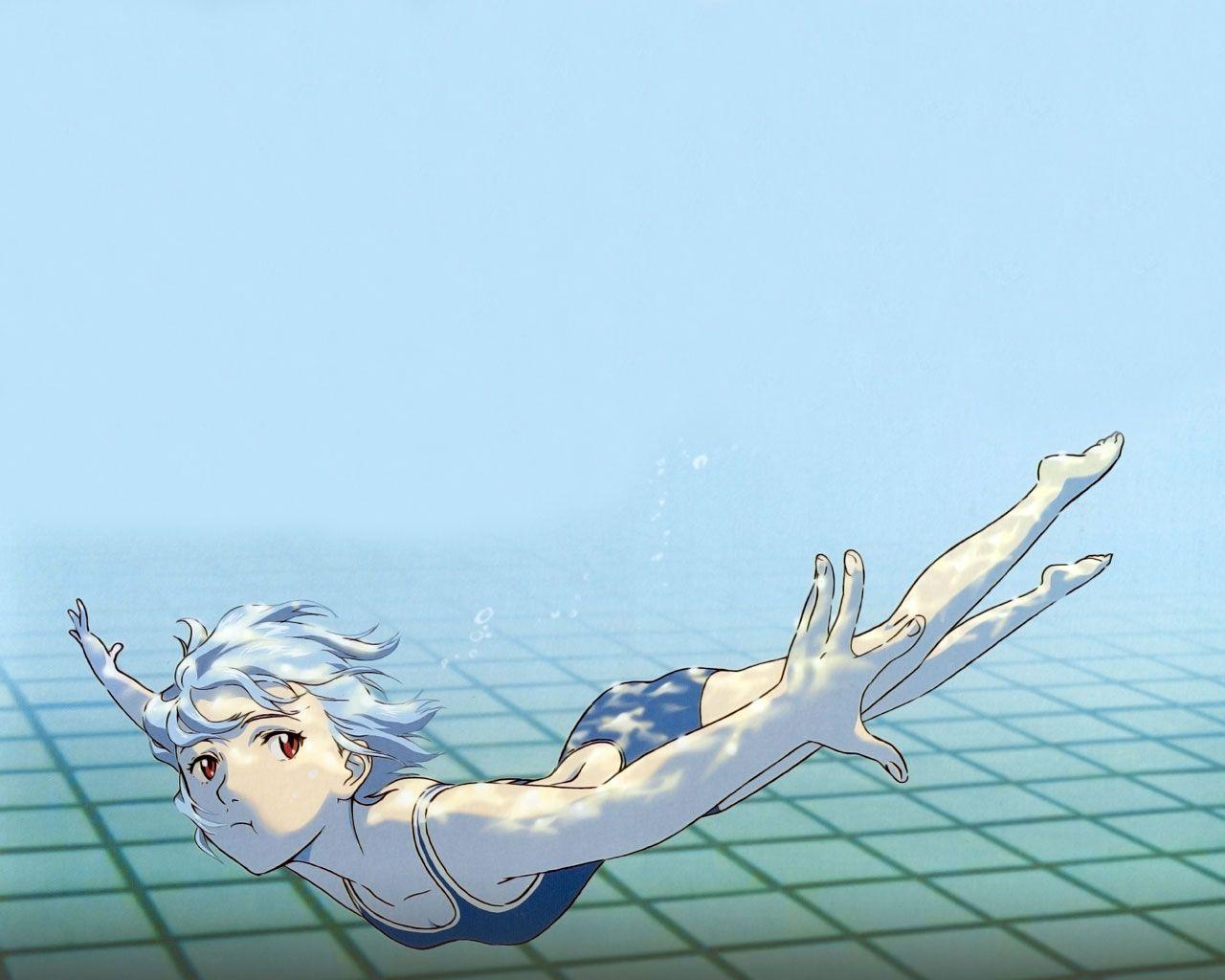 1280x1024 Rei Swimming Underwater Genesis Evangelion Wallpaper