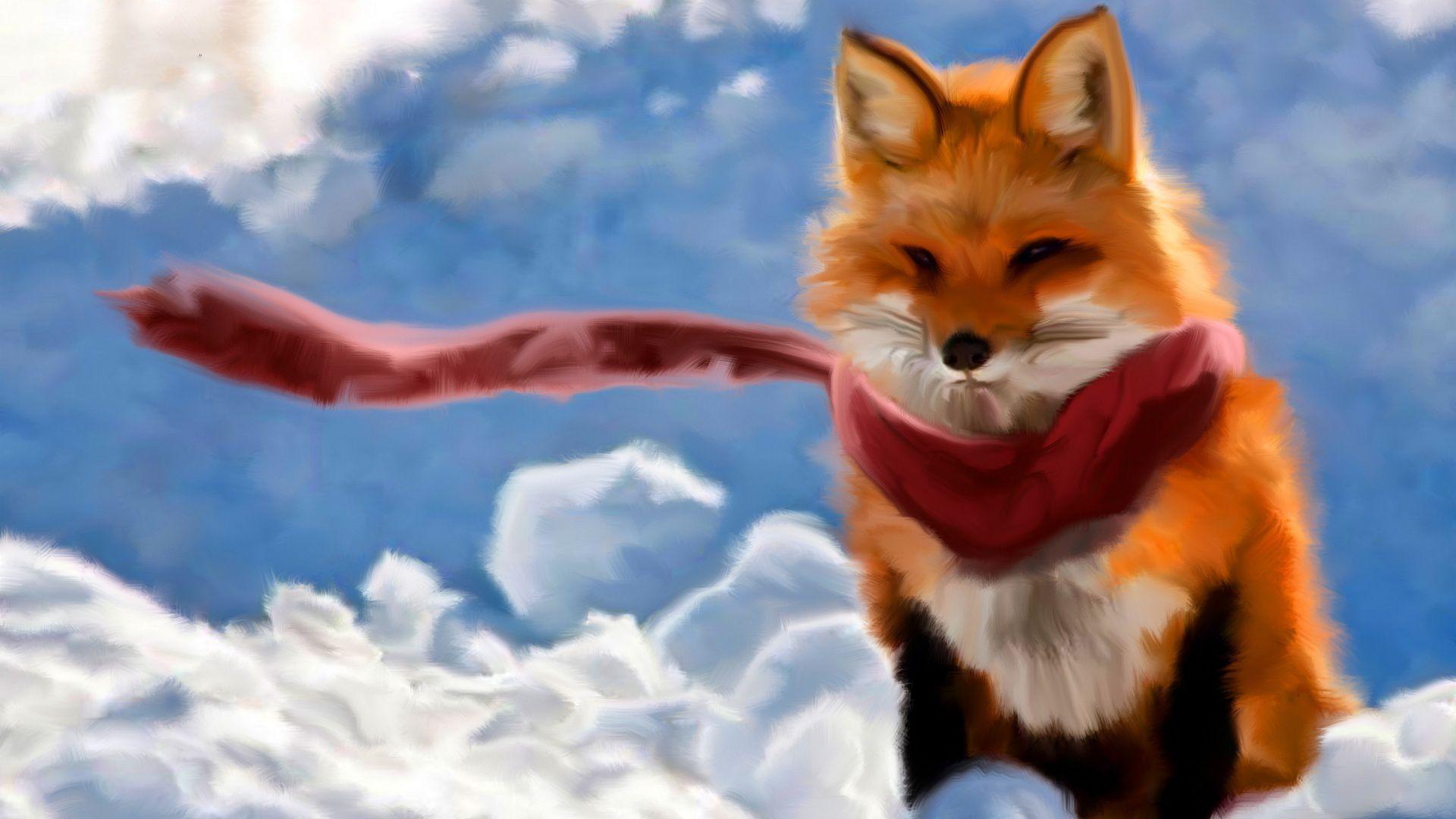 1920x1080 Red Fox Art Picture On Wallpaper 1080p HD. Fox painting, Red fox art, Fox art