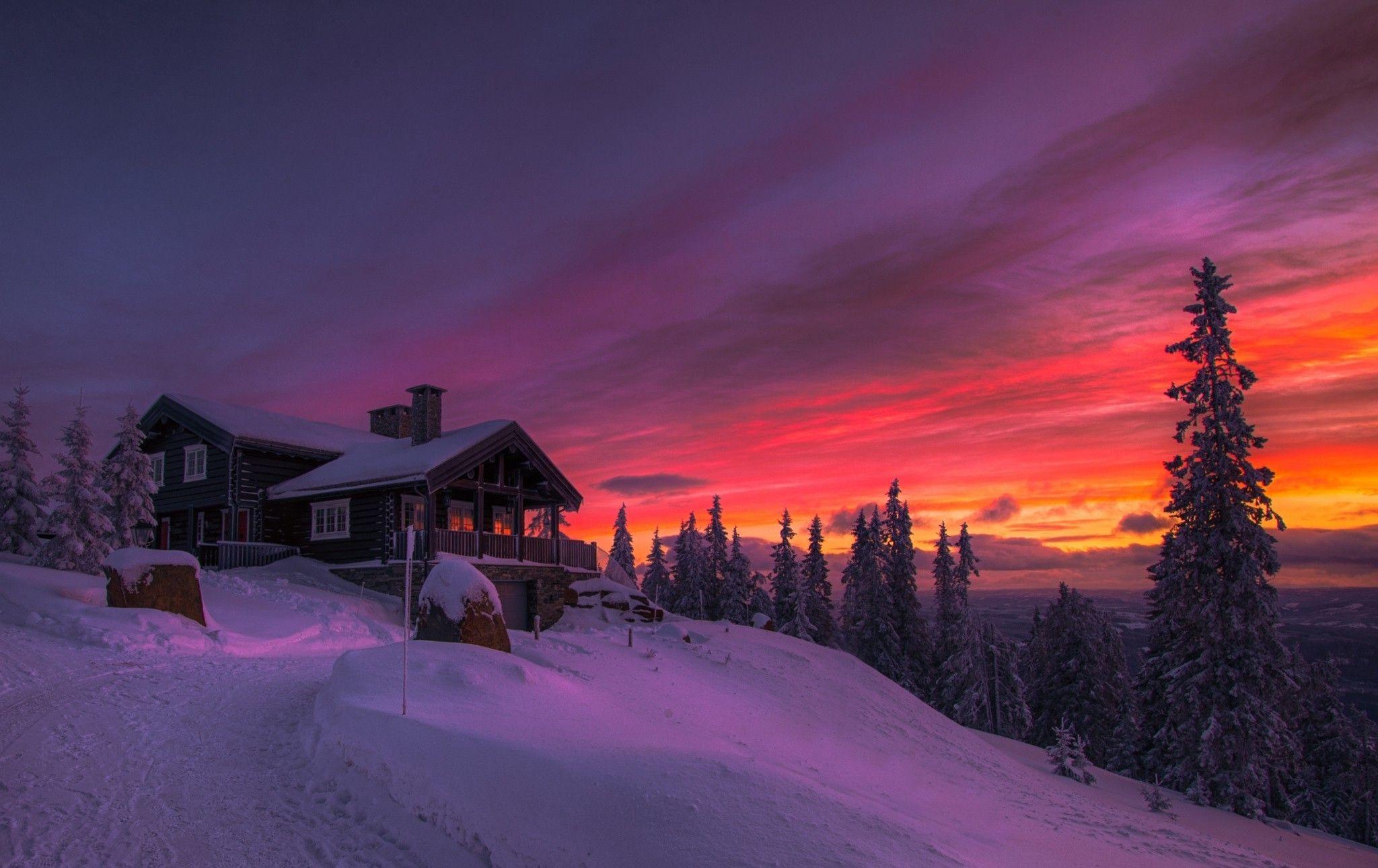 2048x1290 Winter Sunset Wallpaper