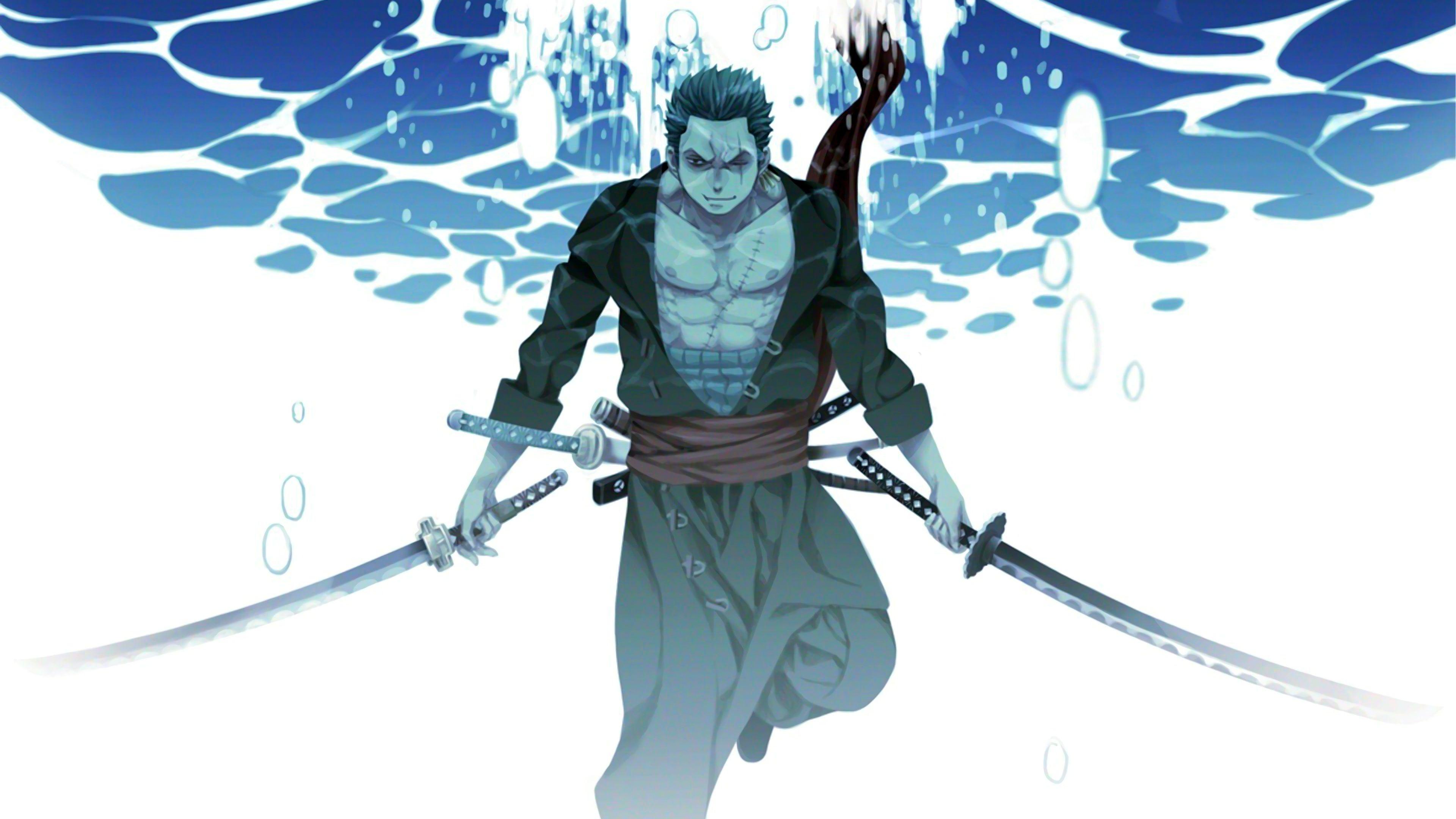 3840x2160 Zoro Katana Underwater One Piece 4K
