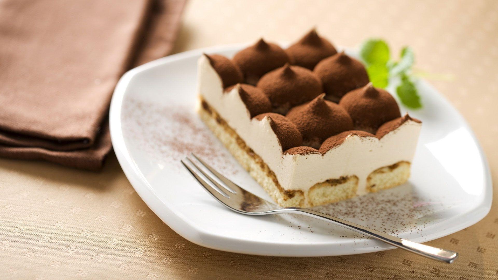 1920x1080 Download Wallpaper 1920x1080 cake, fork, dessert, plate, cocoa Full HD 1080p HD Background