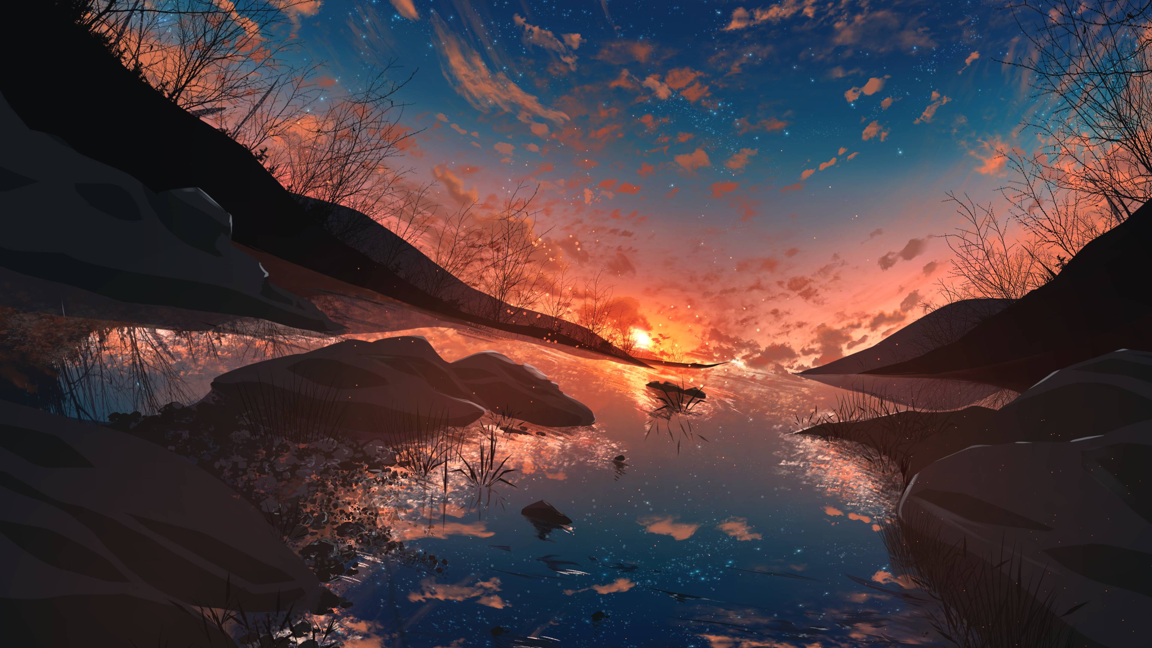 3840x2160 Anime Sunset Original Art 4K Wallpaper, HD Anime 4K Wallpaper, Image, Photo and Background