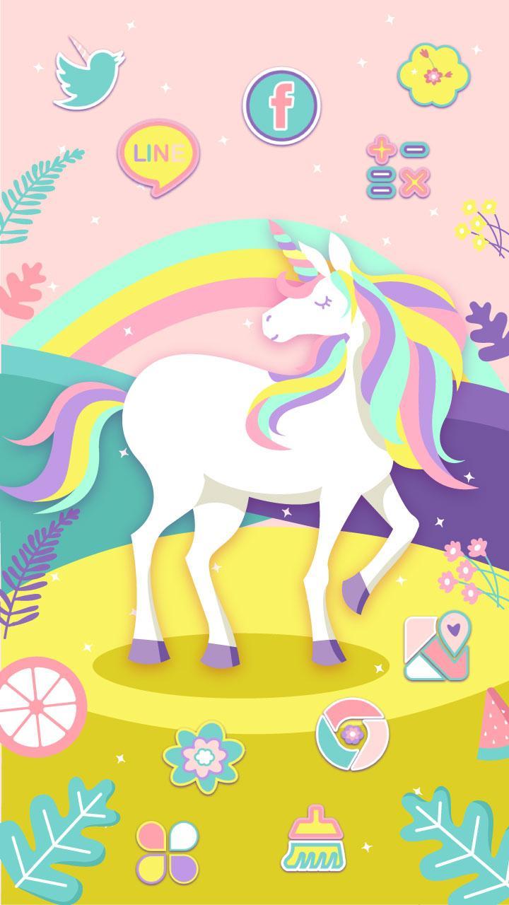 720x1280 Cute rainbow unicorn theme pink wallpaper icon for Android