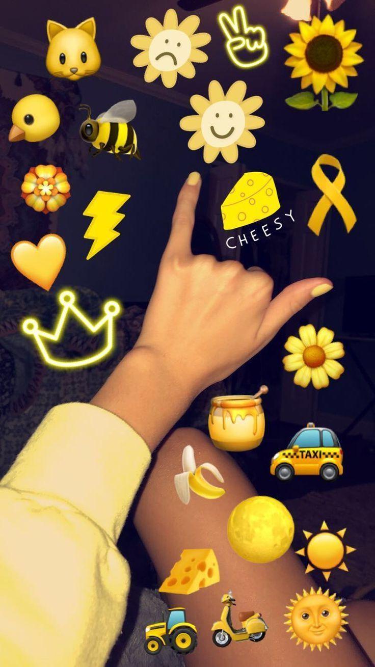 736x1309 Yellow Aesthetic With Emojis HD Wallpaper