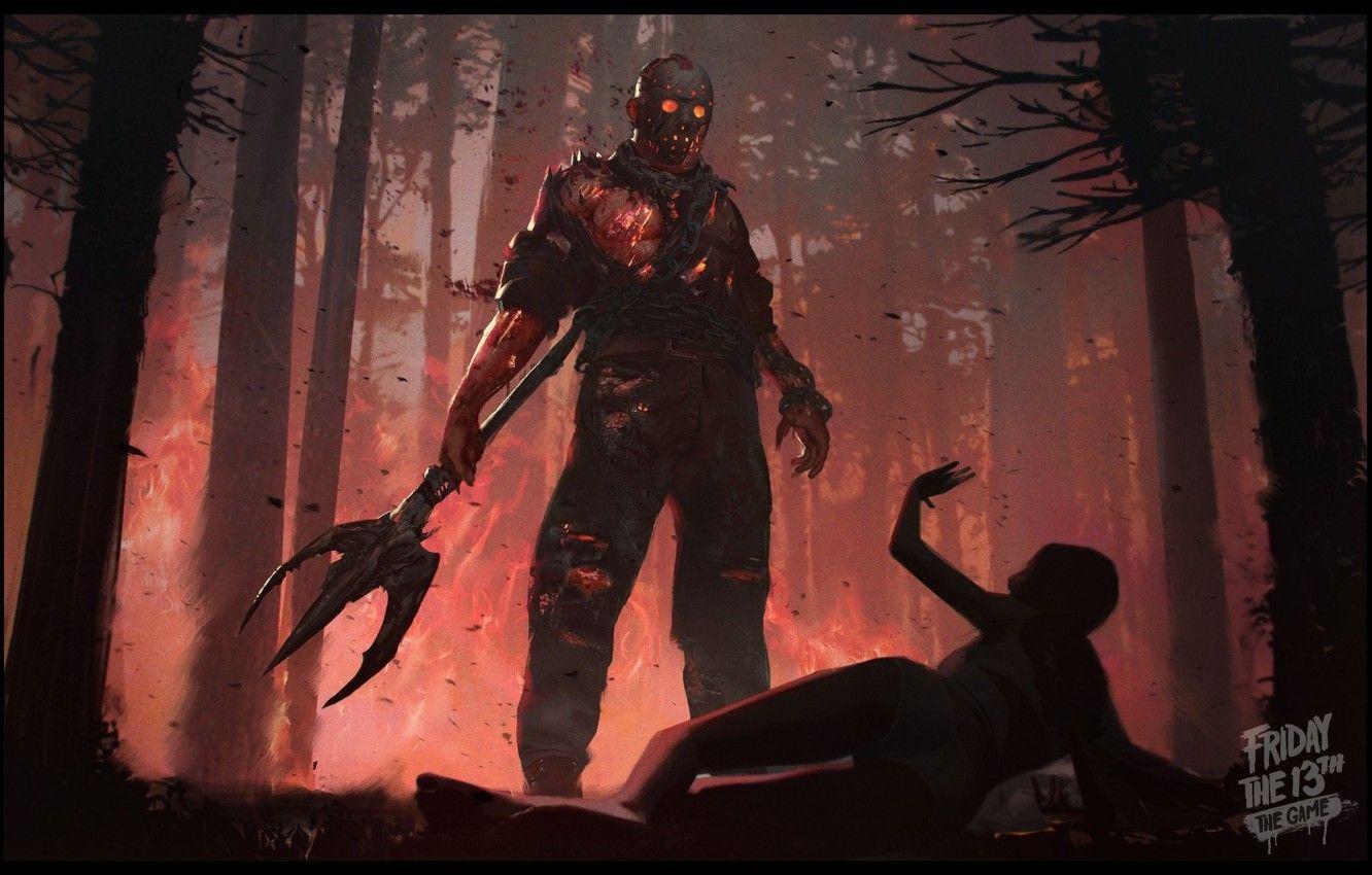 1332x850 Photo Wallpaper Demon, Girl, Jason Voorhees, Game