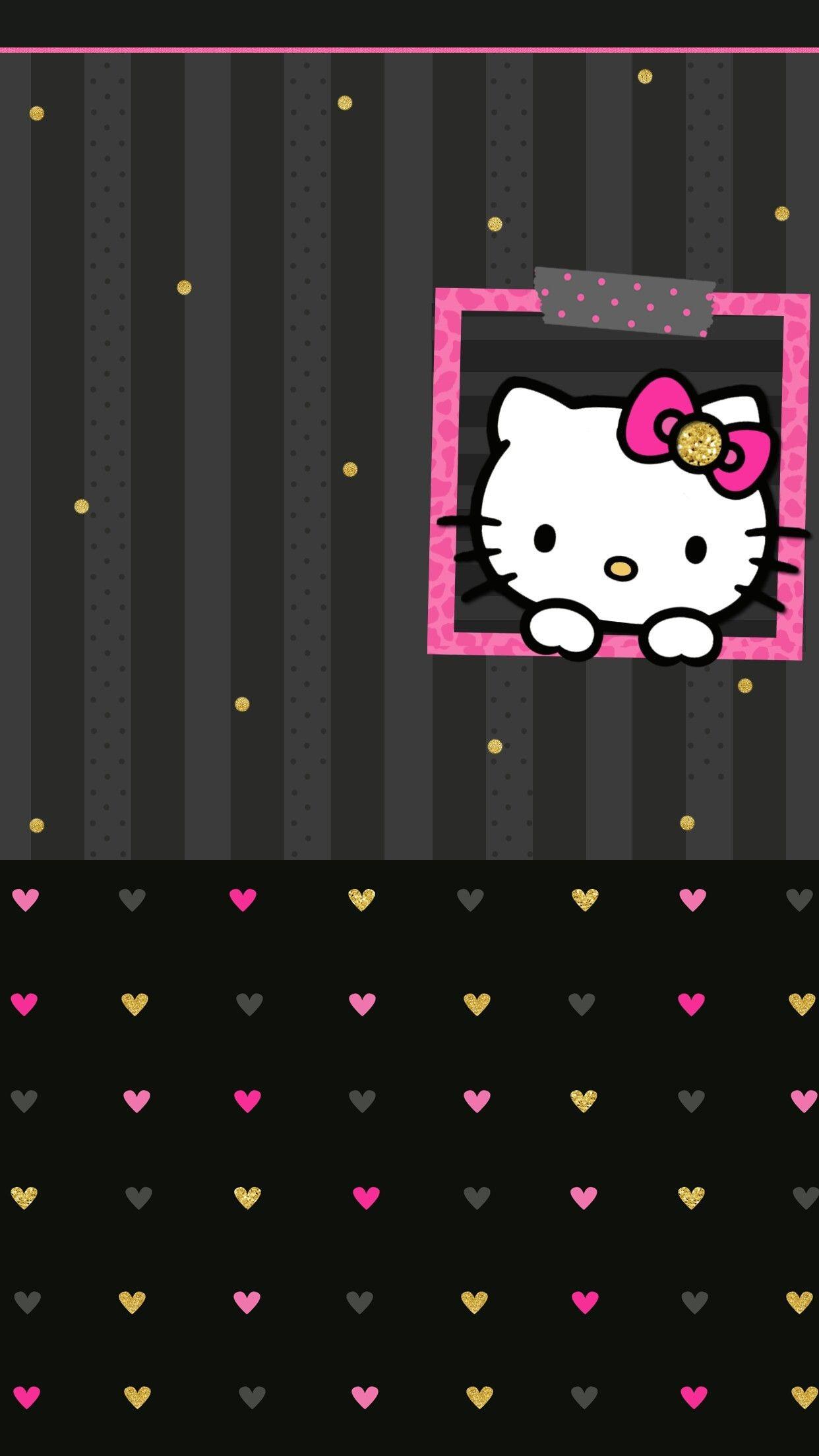 1242x2208 Hello Kitty Wallpaper HD Black And Pink
