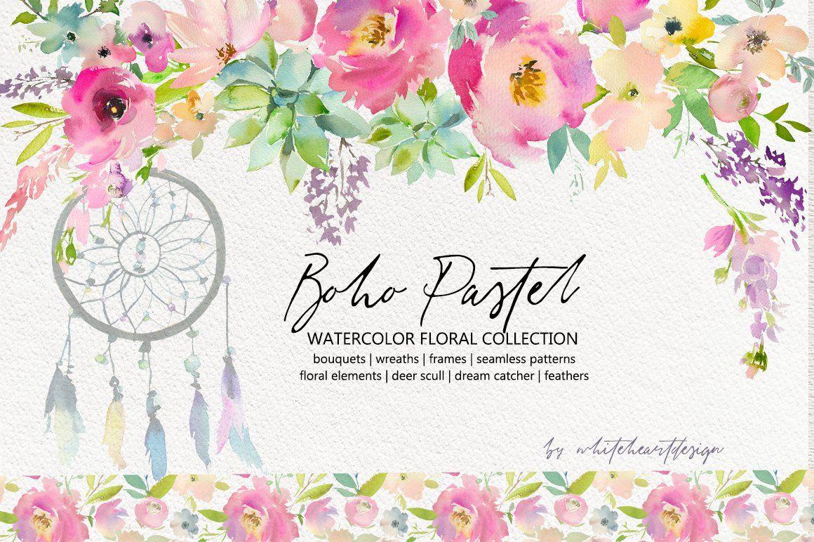 1160x772 Boho Pastel Watercolor Flowers Set. Pre Designed Photohop Graphics Creative Market