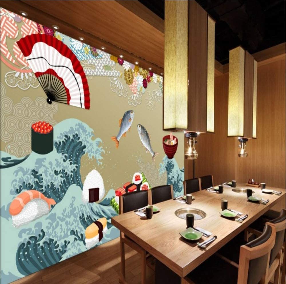 1000x992 Hwhz Delicious Japanese Seafood Cuisine Ocean Food Wallpaper Dining Room Restaurant Decorative Background Wall B 350X250Cm: Furniture & Decor