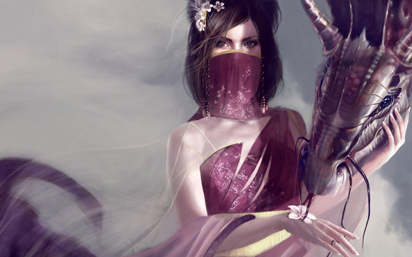 1440x900 Fantasy Girl Dragon HD HD Wallpaper