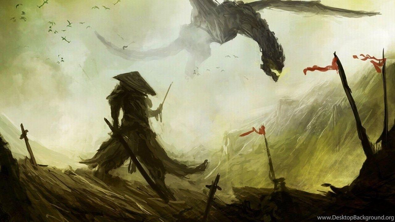 1280x720 Samurai Dragon Wallpaper Desktop Background