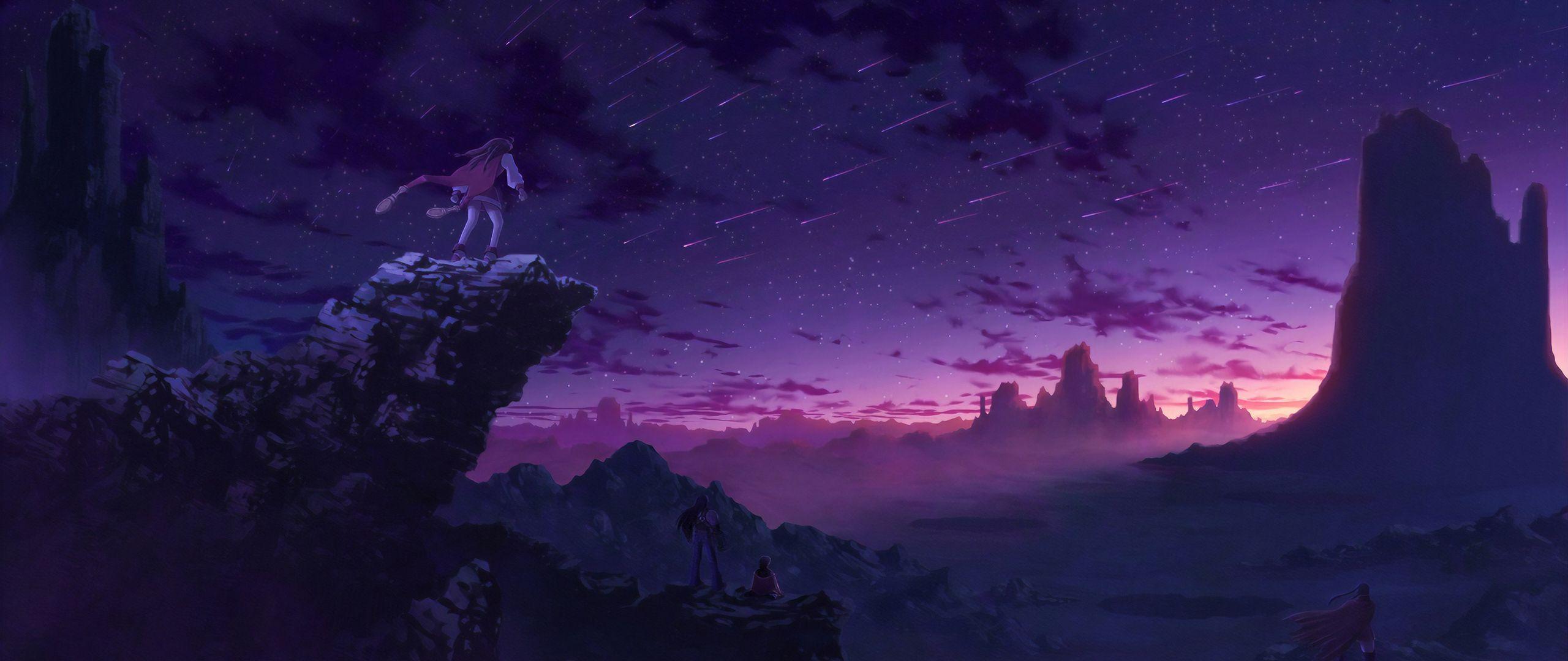 Purple Anime Sky Wallpapers Top Free Purple Anime Sky Backgrounds Wallpaperaccess