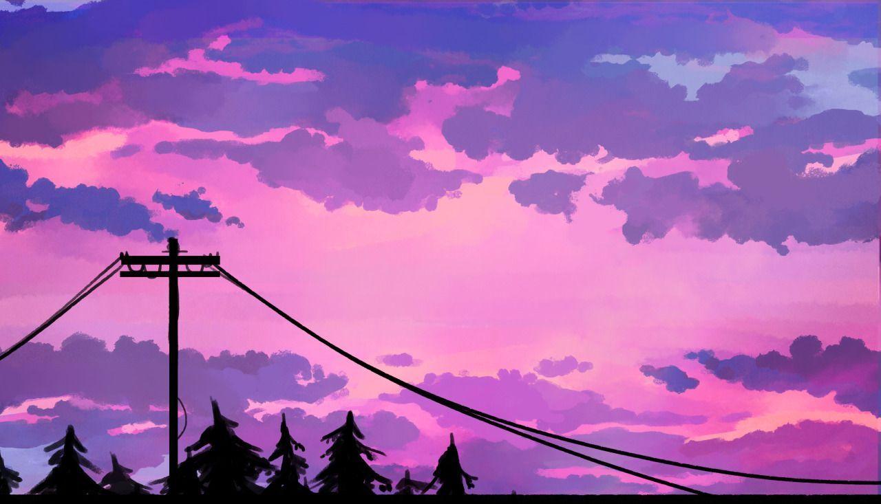 Purple Anime Sky Wallpapers Top Nh Ng H Nh Nh P