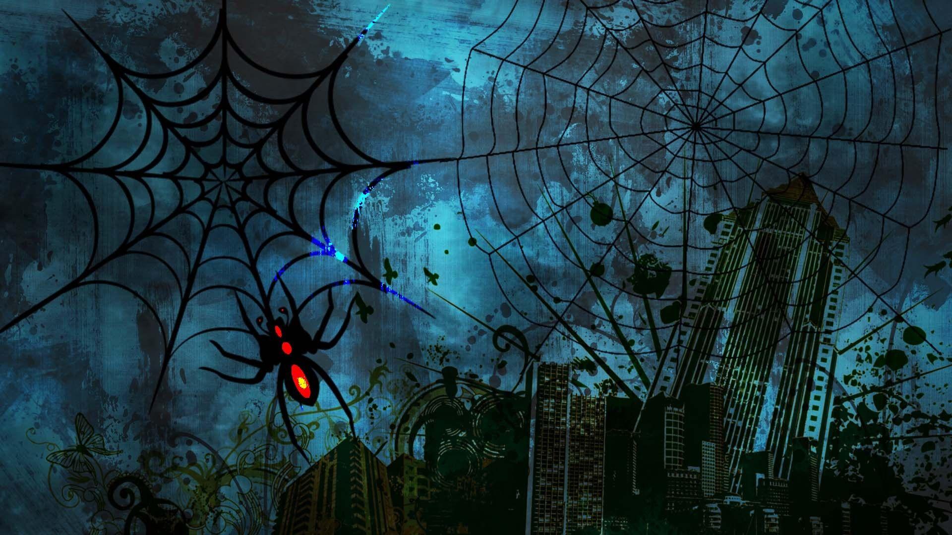 1920x1080 Halloween Spider Web Wallpaper