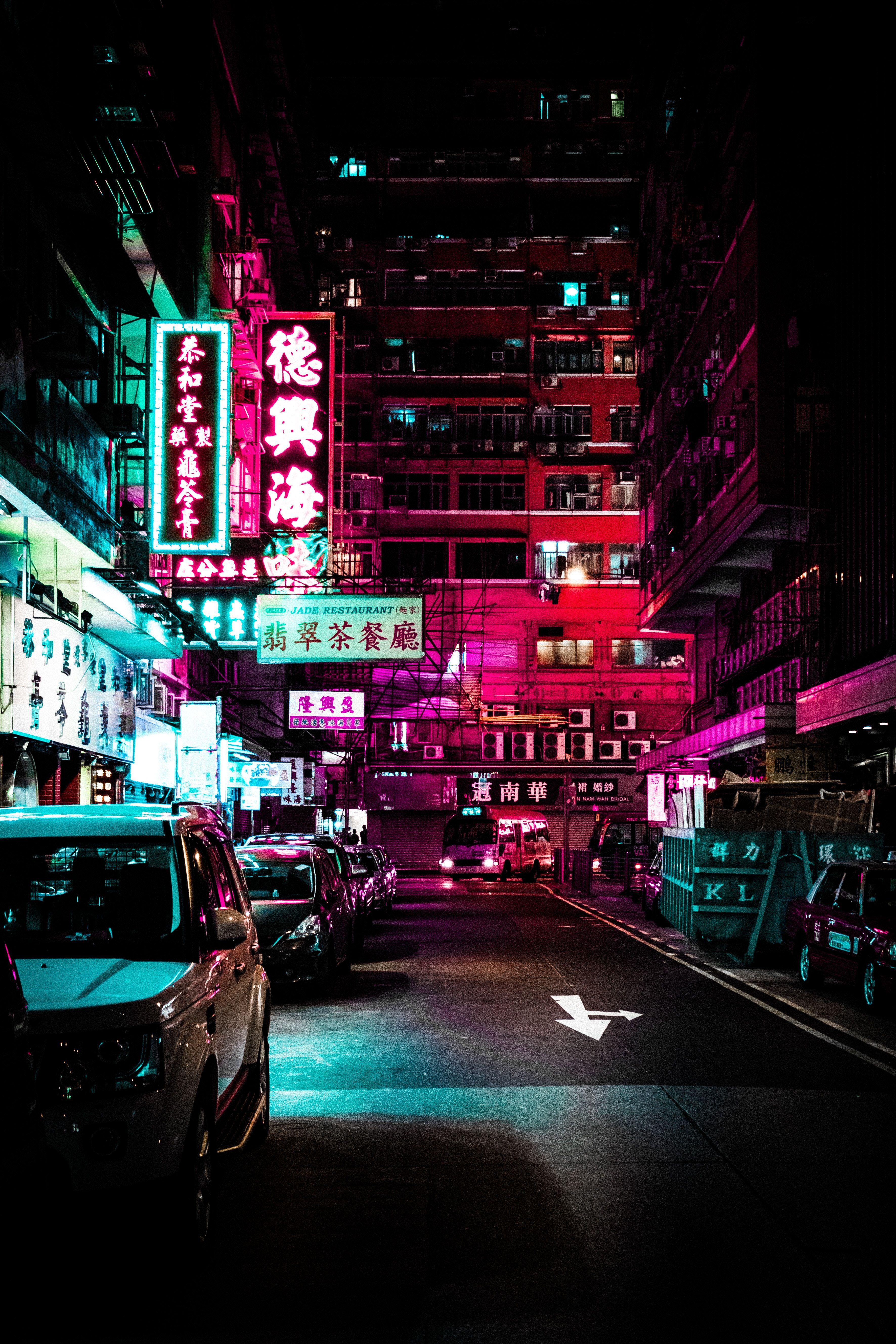 3543x5314 Neon street Android Wallpaper