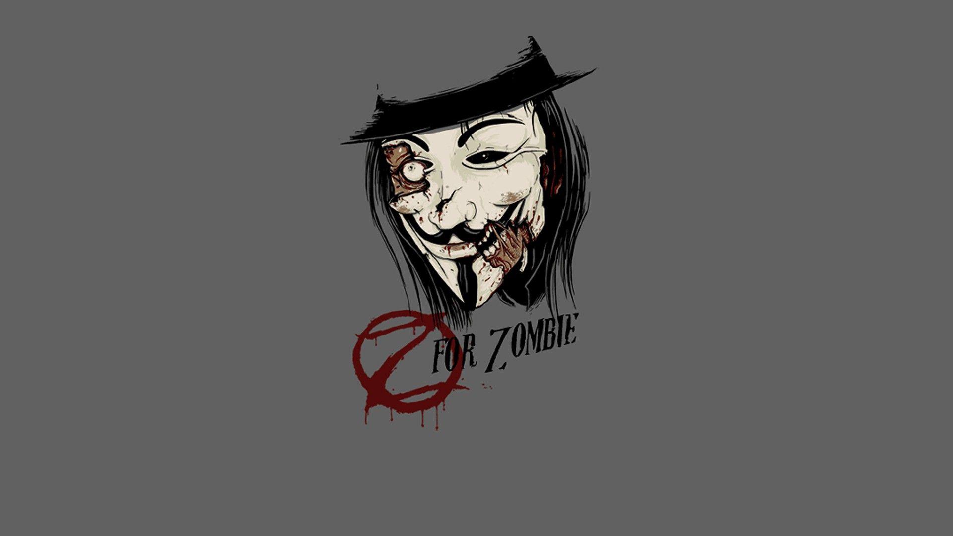 1920x1080 minimalistic, zombies, Guy Fawkes, fun art, Art work wallpaper