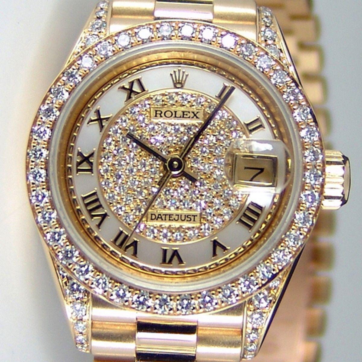 1200x1200 Rolex Lady Datejust President Yellow Gold Myraid Pave