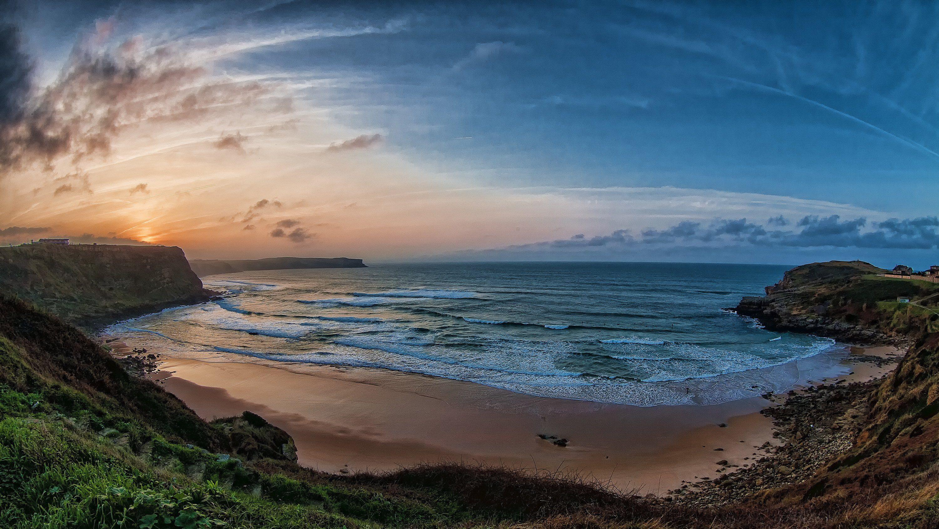 3000x1689 beach, Bay, Sea, Dawn, Morning Wallpaper HD / Desktop and Mobile Background