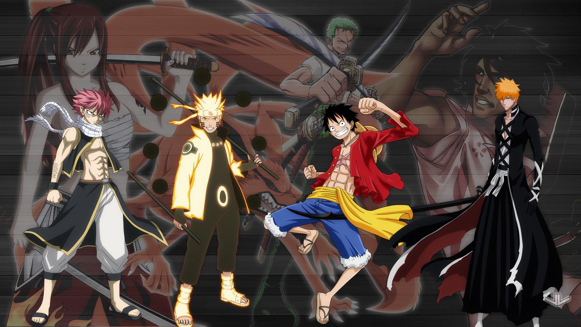 1920x1080 Title Ft, Nauto, Op, Bleach Anime Crossover Bleach One Piece Fairy Tail HD Wallpaper