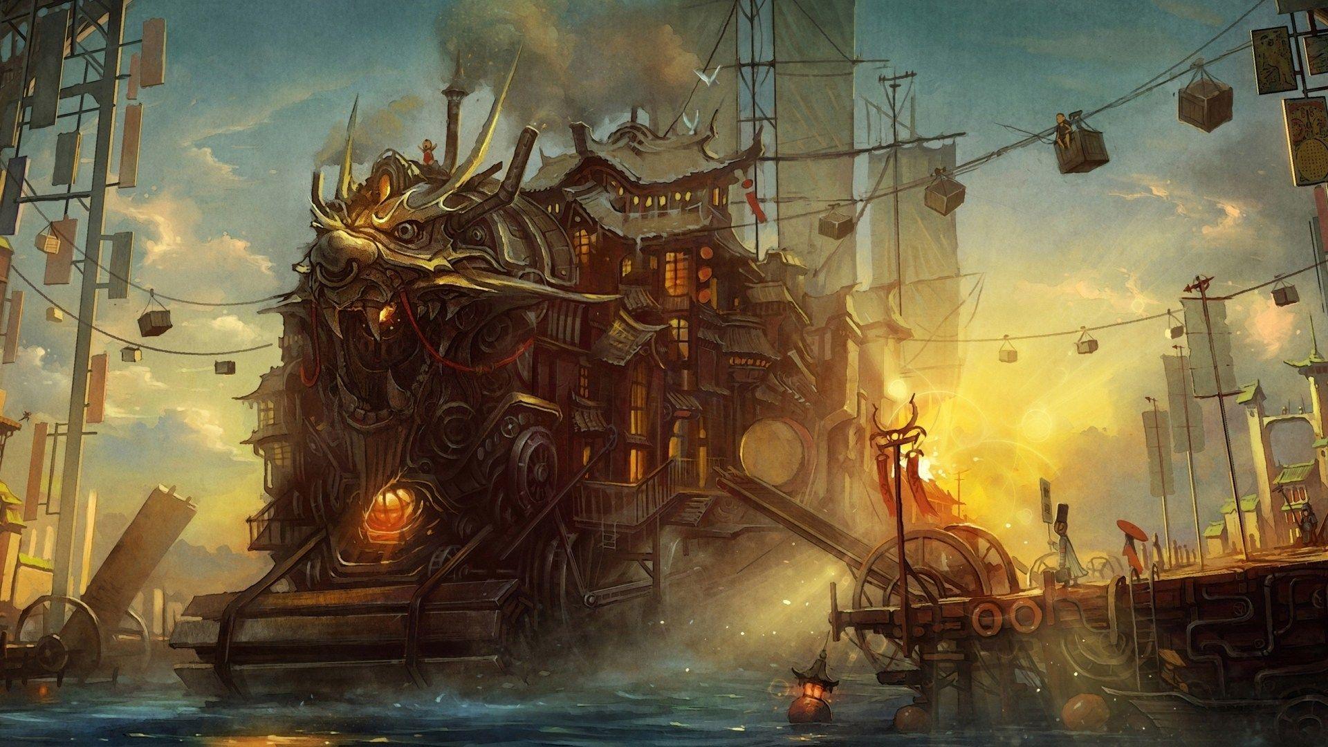 1920x1080 Art, Machine, Steampunk, Train HD Wallpaper & Background • 34561 • Wallur