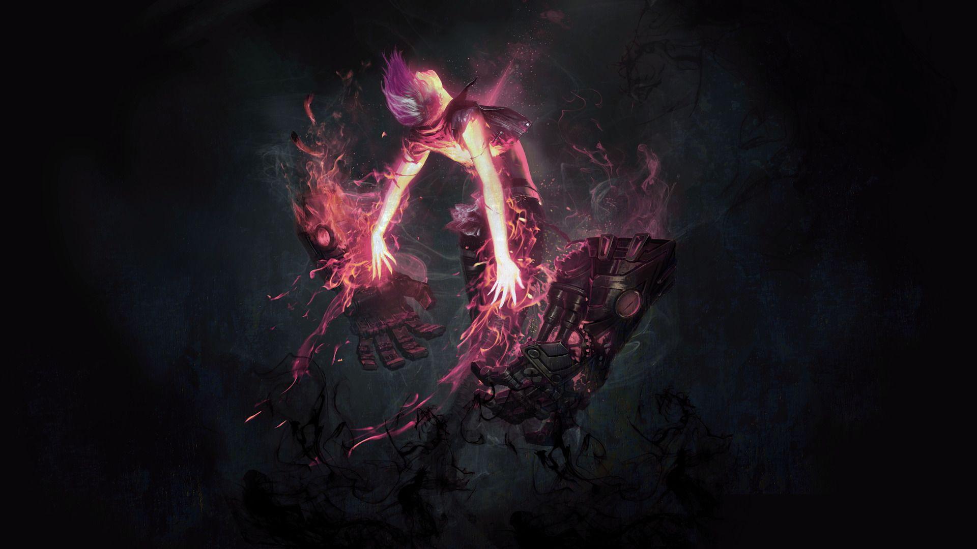 1920x1080 League Of Legends, Pink, Vi, Summoner, Anime, Black, Dark, Riot Games, Video Games Wallpaper HD / Desktop and Mobile Background