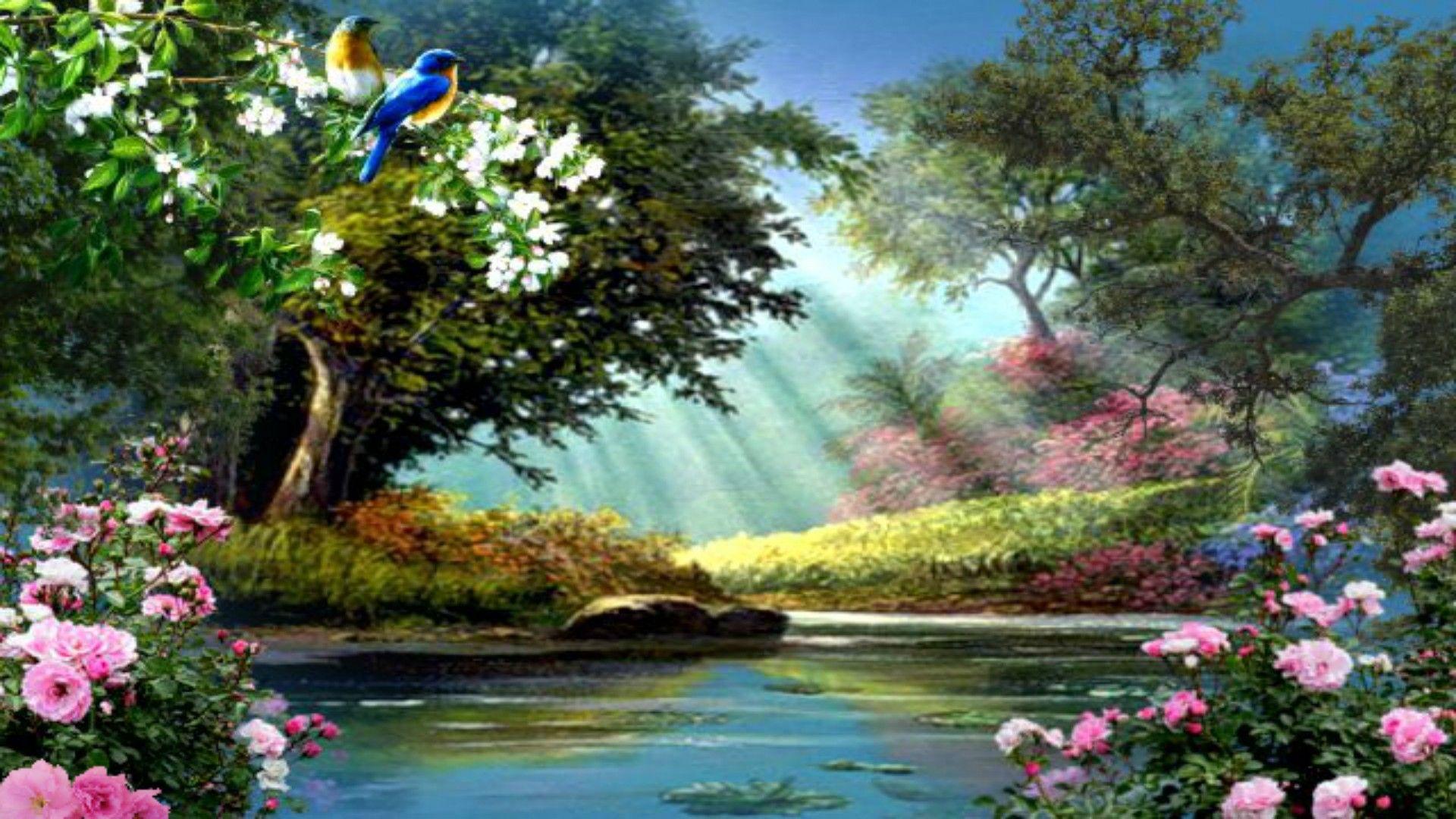 1920x1080 Free photo: Flower and Lake, Green, Lake