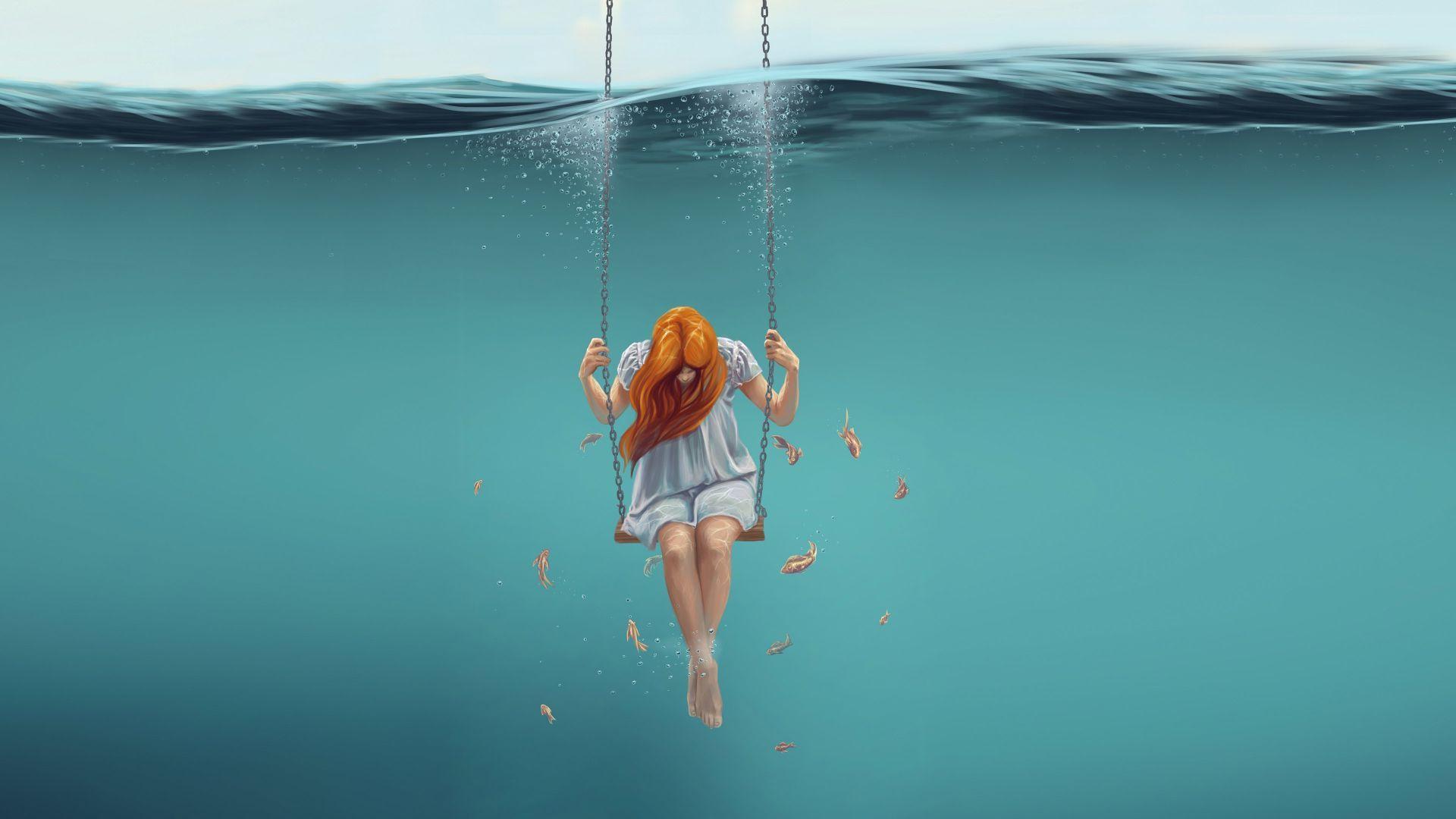 1920x1080 Wallpaper girl, underwater, 4k, Girls