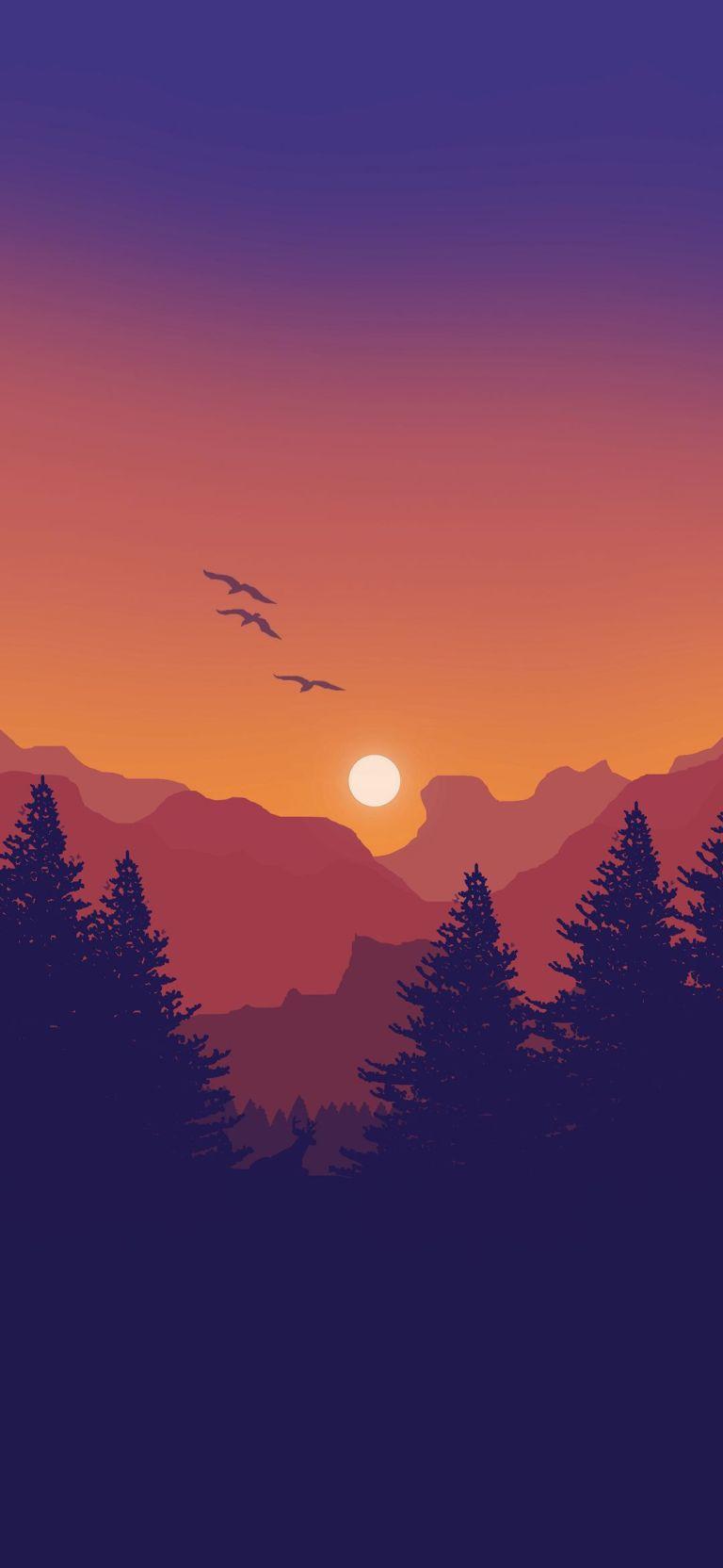 768x1664 Minimal Mountain iPhone Wallpaper