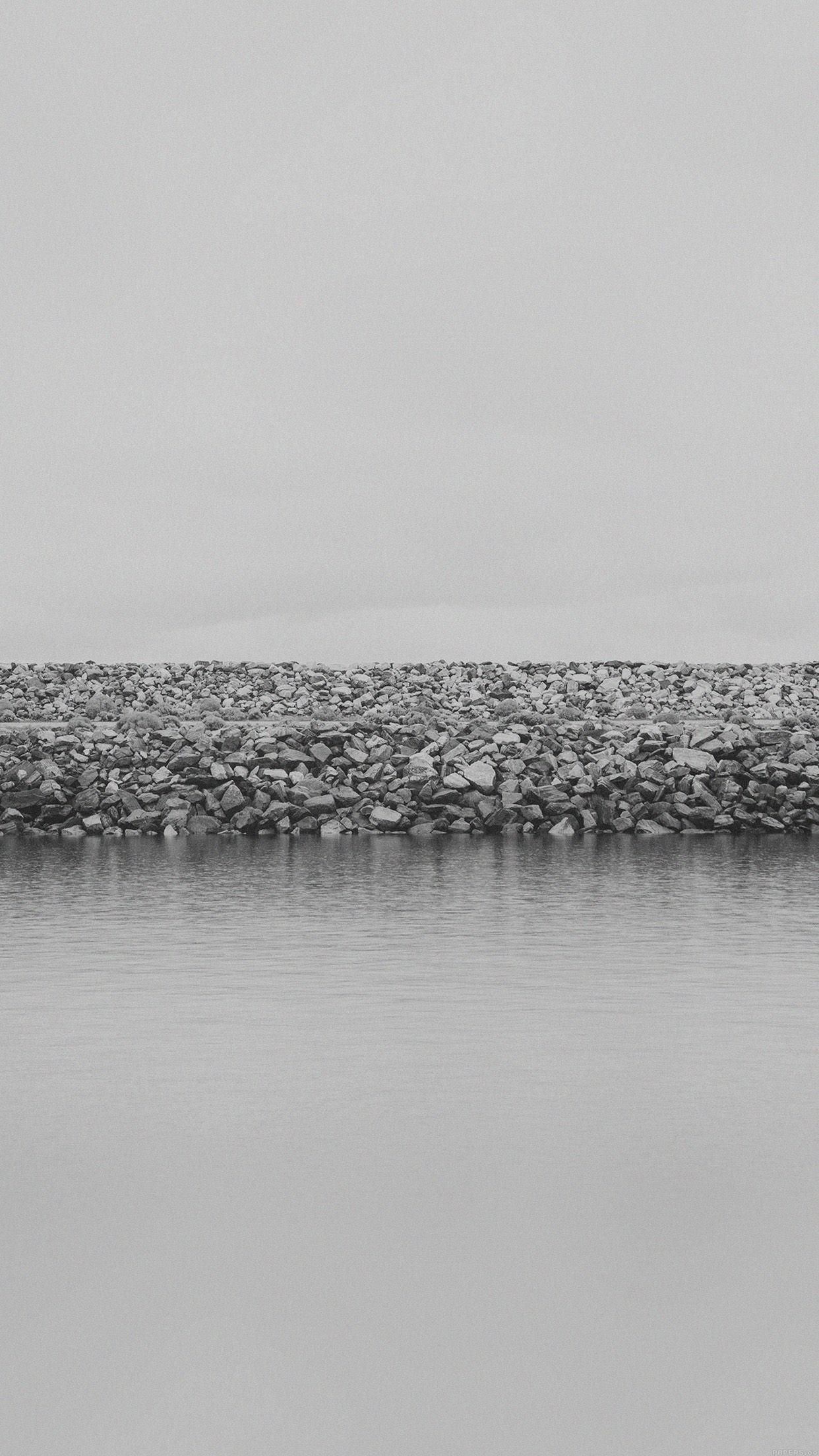 1242x2208 iPhone X wallpaper. lake stone minimal nature jake dark bw