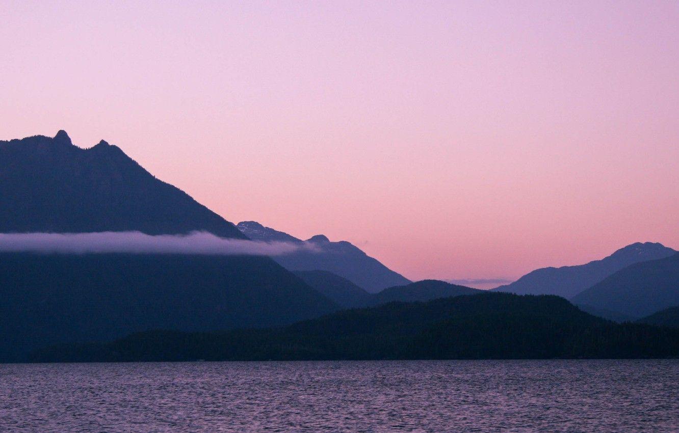 1332x850 Wallpaper sunset, mountains, lake, british columbia, vancouver island, Kennedy Lake image for desktop, section природа