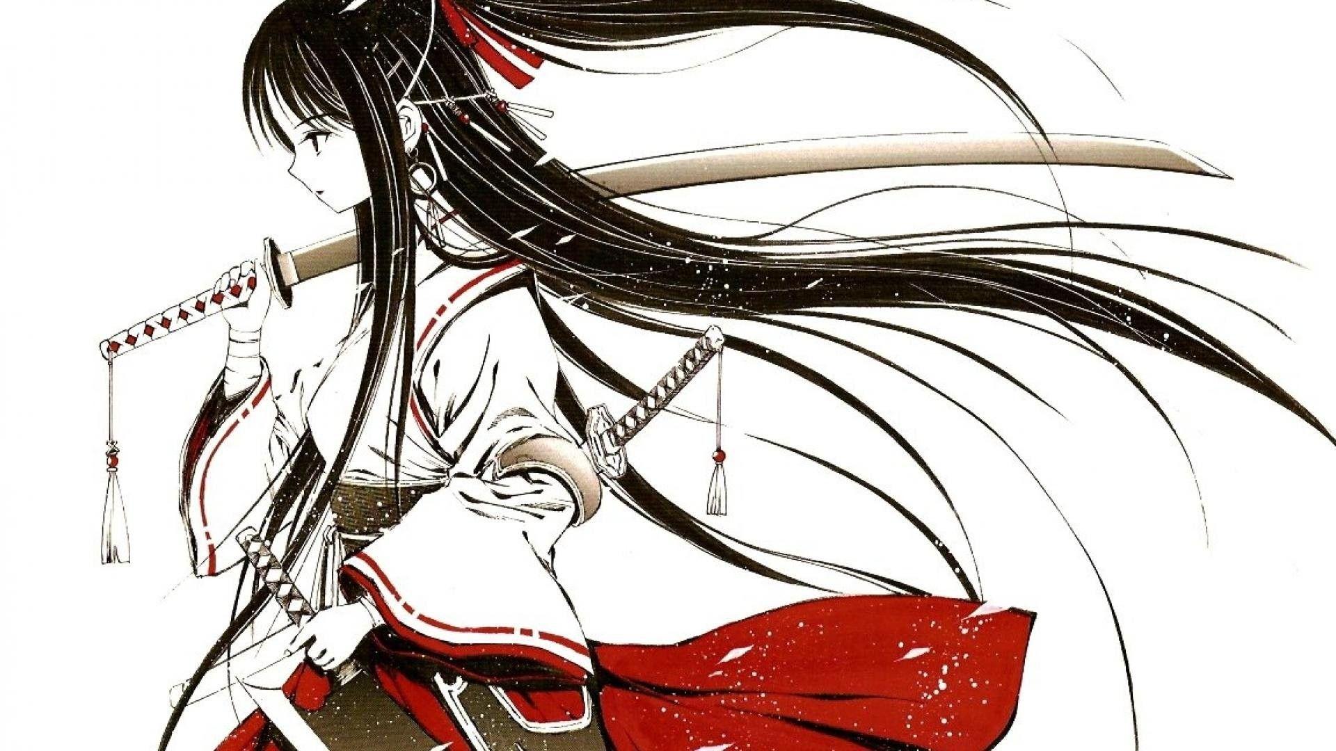 1920x1080 Female Anime Samurai Wallpaper
