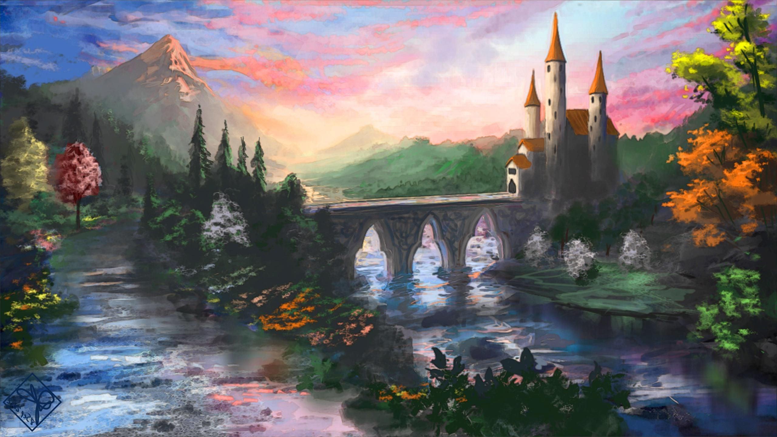 2560x1440 Fairytale Castle Wallpaper