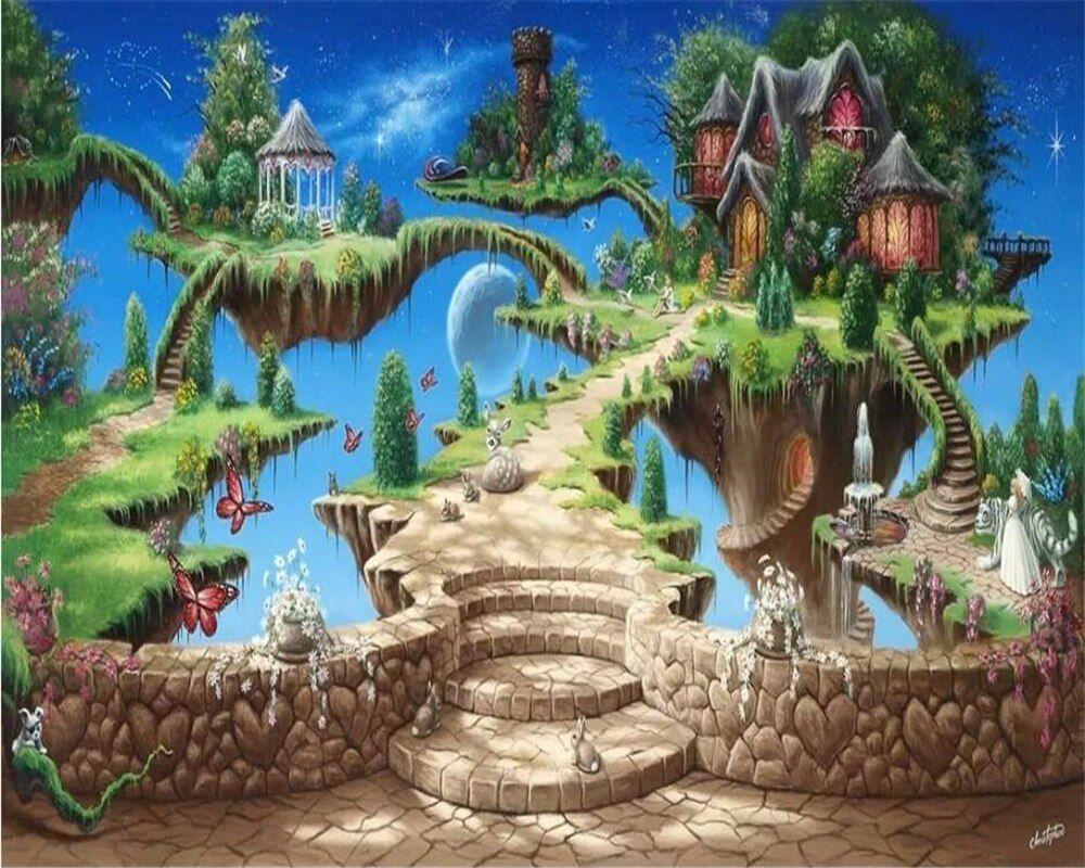 1000x800 beibehang Wallpaper custom fashion beautiful dream cartoon fairy tale castle castle children's room background wall wallpaper. Wallpaper