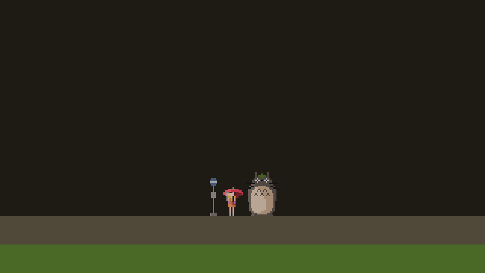 1600x900 Totoro Minimalist Artwork Wallpaper
