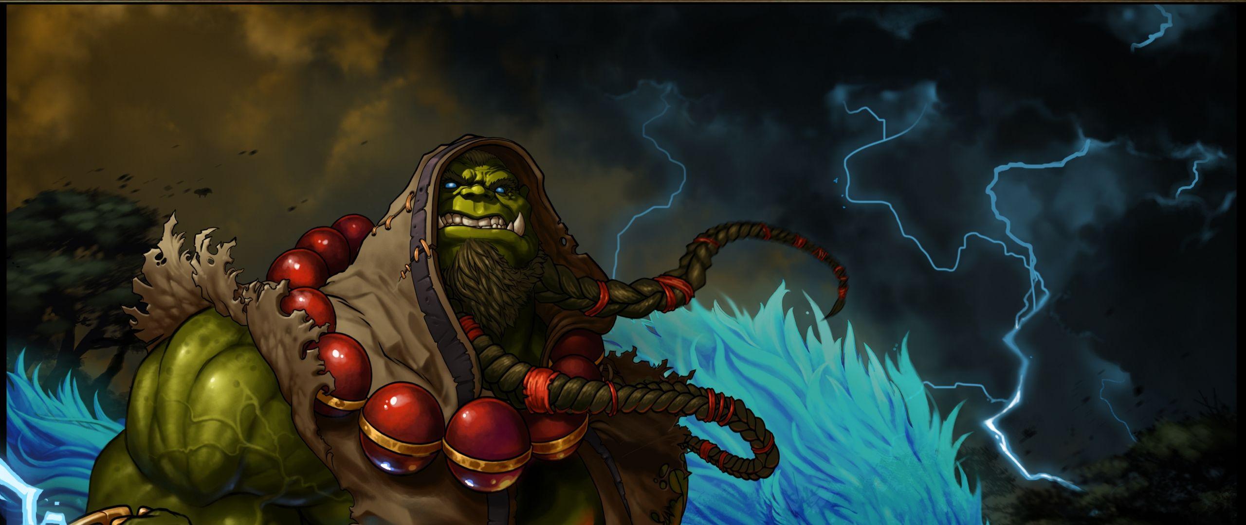 2560x1080 Download World Of Warcraft, Shaman, Thrall Dual Wide display 1080p wallpaper 2560x1080