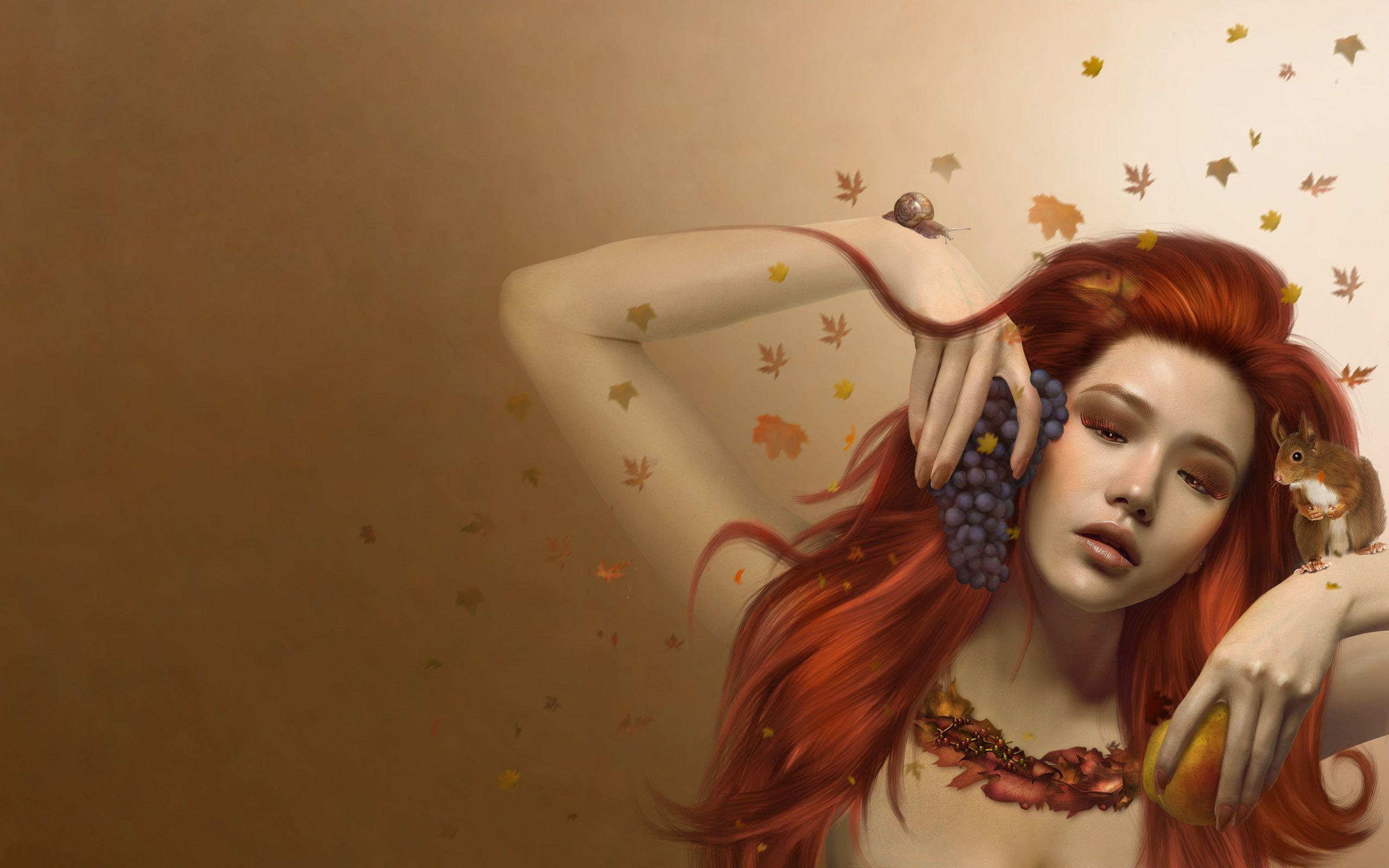 2560x1600 Amazing & Beautiful Digital Art Desktop Wallpaper In HD Quality Edition. Digital art girl, Redhead art, Beautiful girl wallpaper