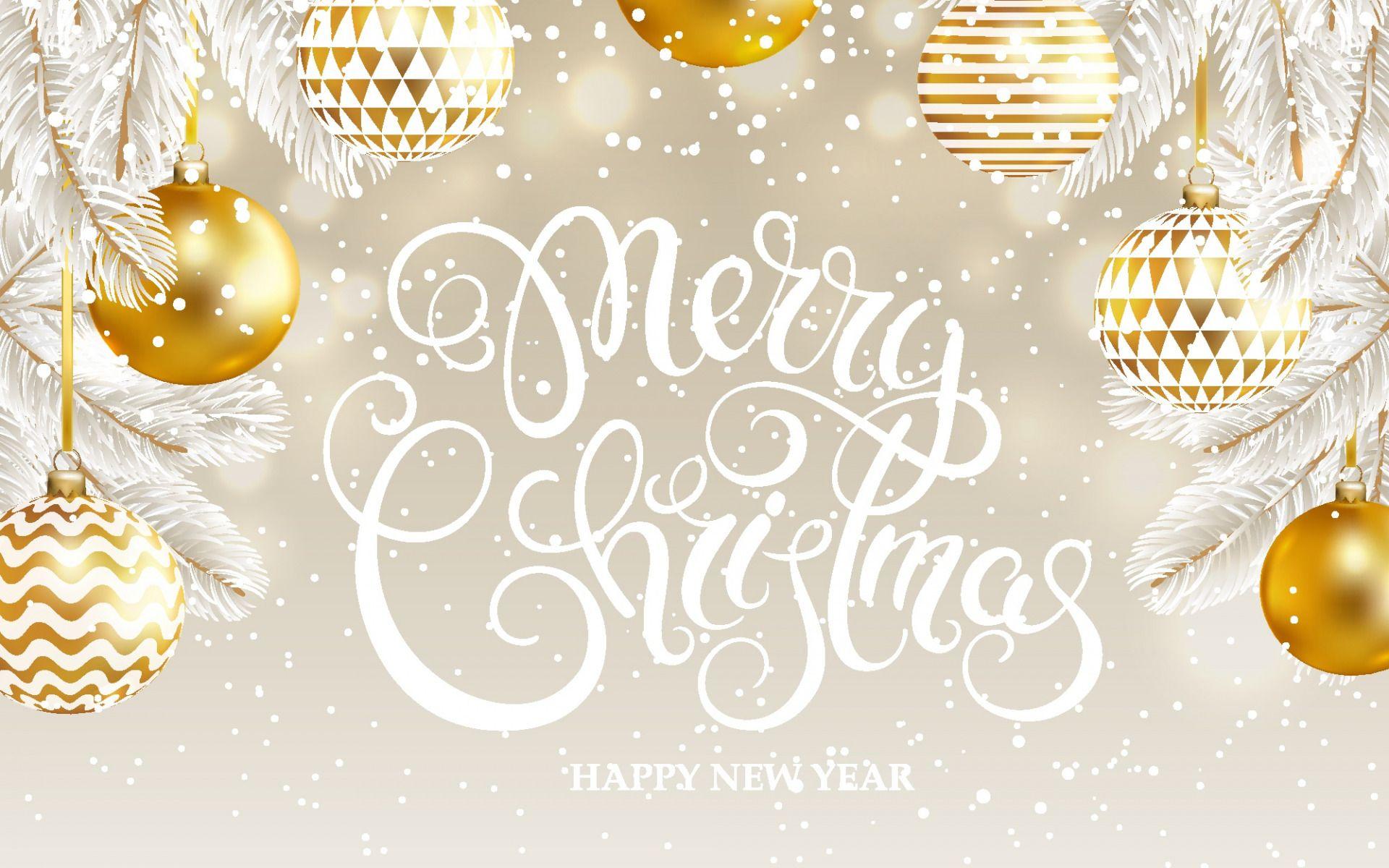 1920x1200 Download wallpaper Merry Christmas, light background, golden Christmas balls, winter, white tree, 2019 New Year for desktop with resolution 1920x1200. High Quality HD picture wallpaper