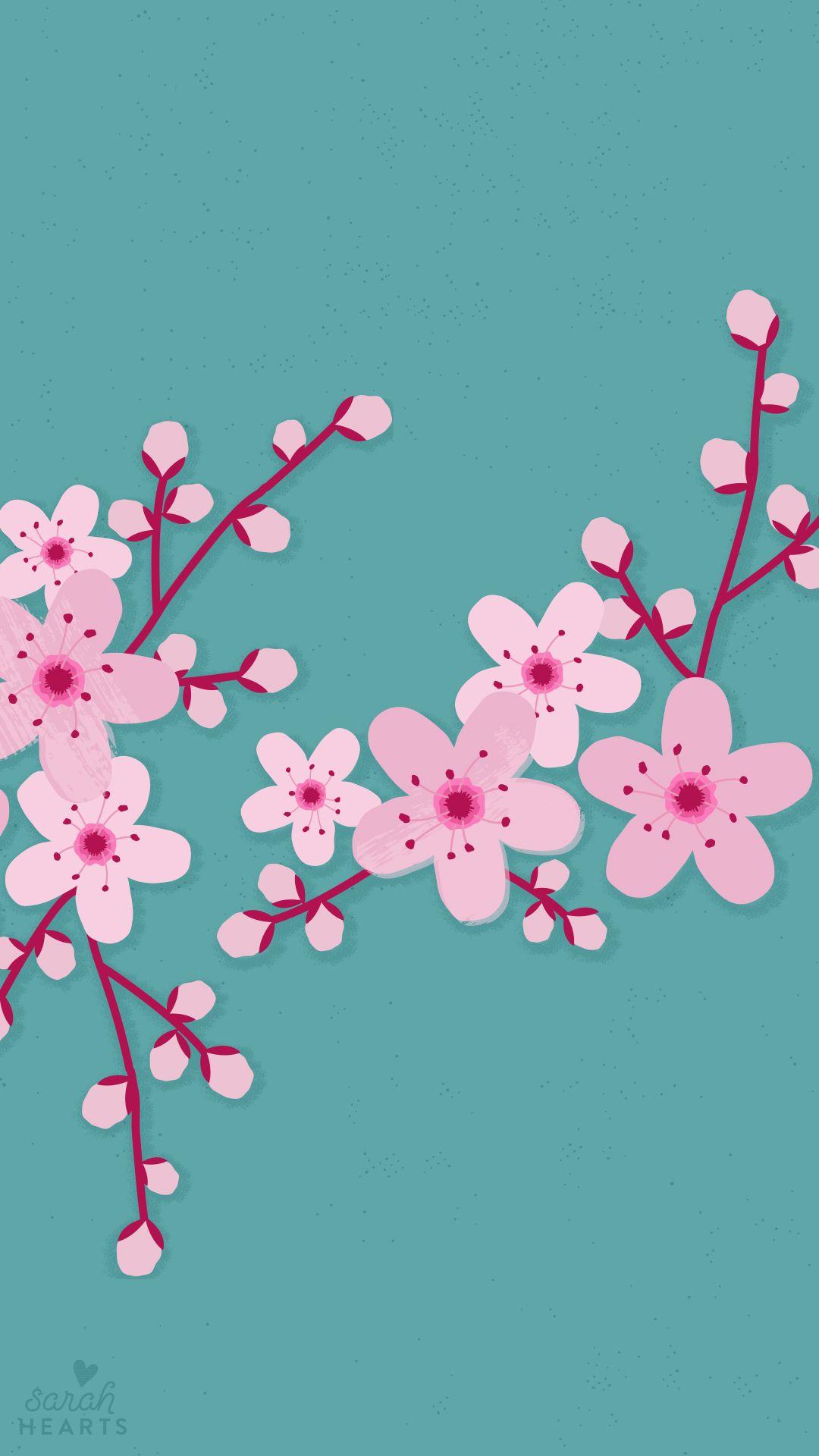 1080x1920 March 2016 Cherry Blossom Calendar Wallpaper