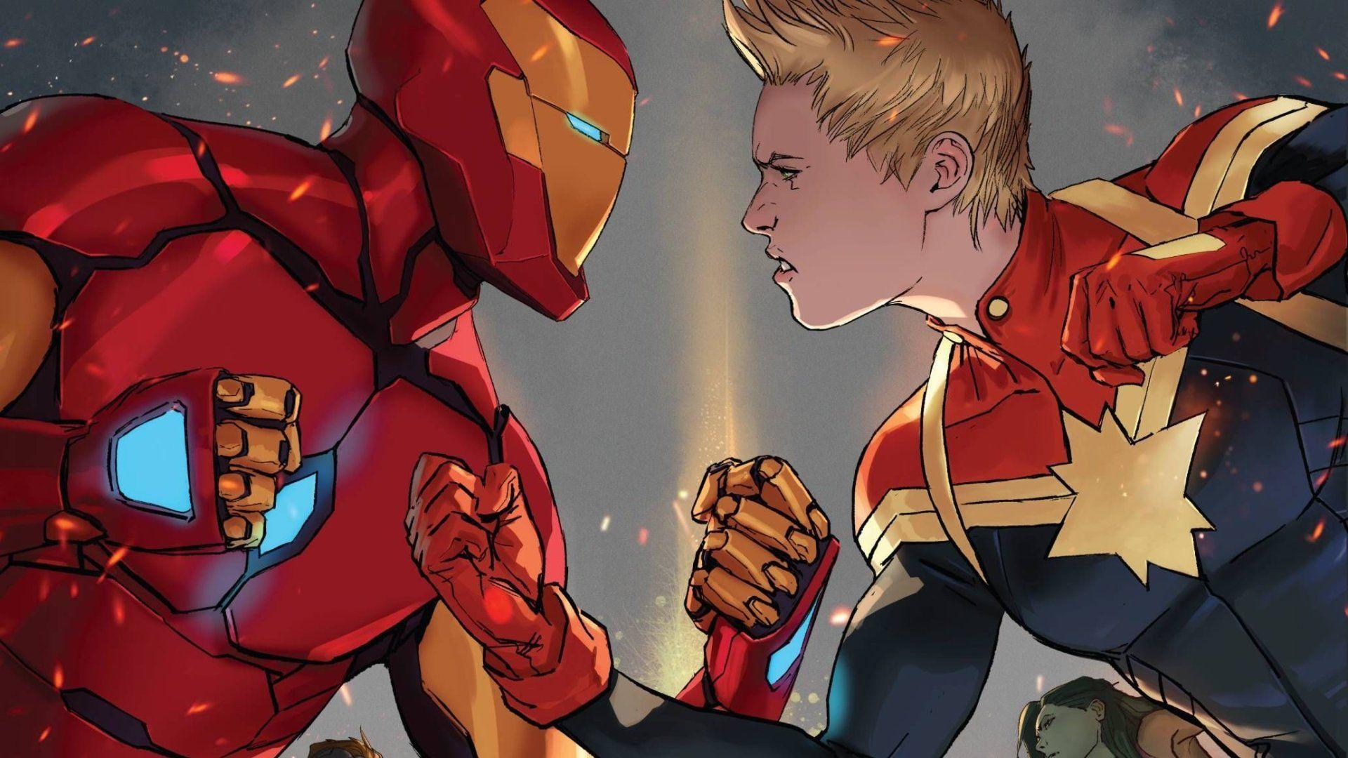 1920x1080 Iron Man And Captain Marvel, HD Superheroes, 4k Wallpaper, Image, Background, Photo and Picture