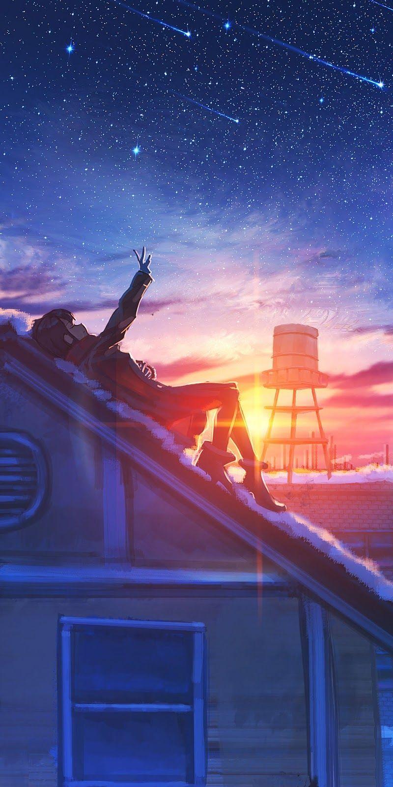 800x1600 Watching the sunset. Anime scenery wallpaper, Disney art of animation, Anime scenery
