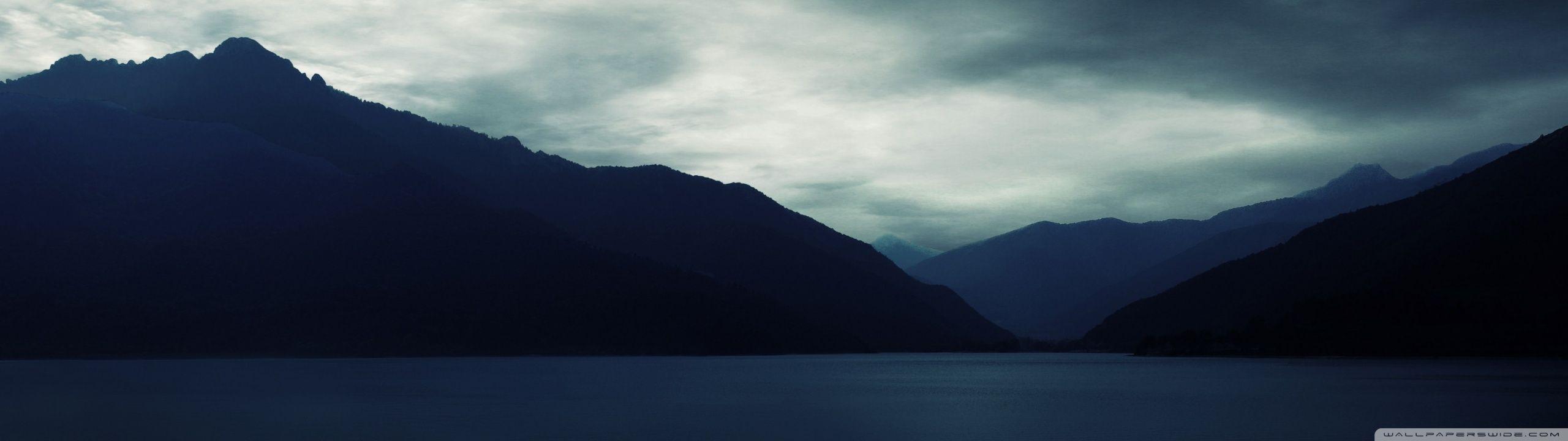 2560x720 Dark Mountains Ultra HD Desktop Background Wallpaper for : Multi Display, Dual Monitor : Tablet