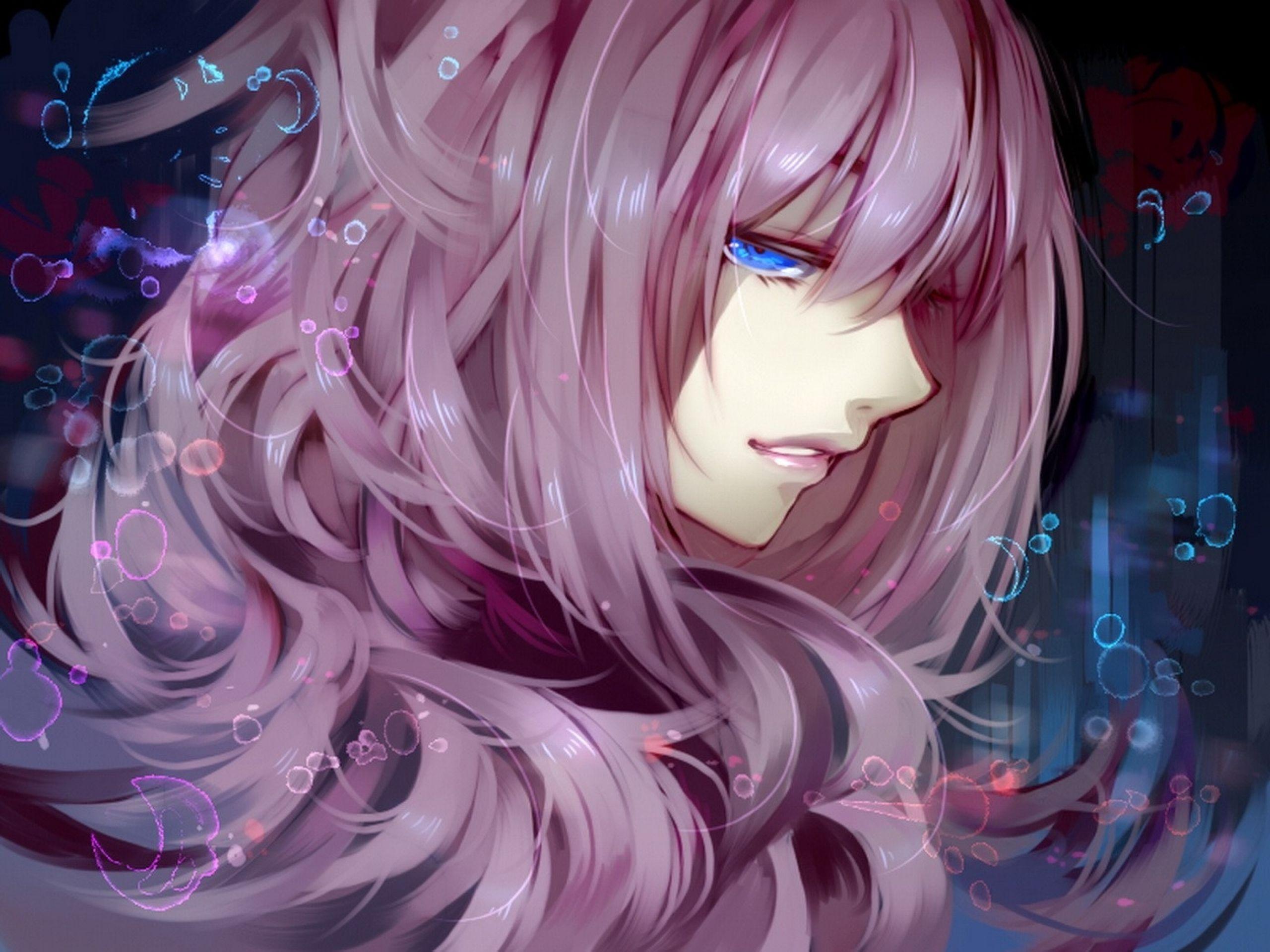 2560x1920 Download wallpaper 2560x1920 anime, girl, purple, hair, look HD background