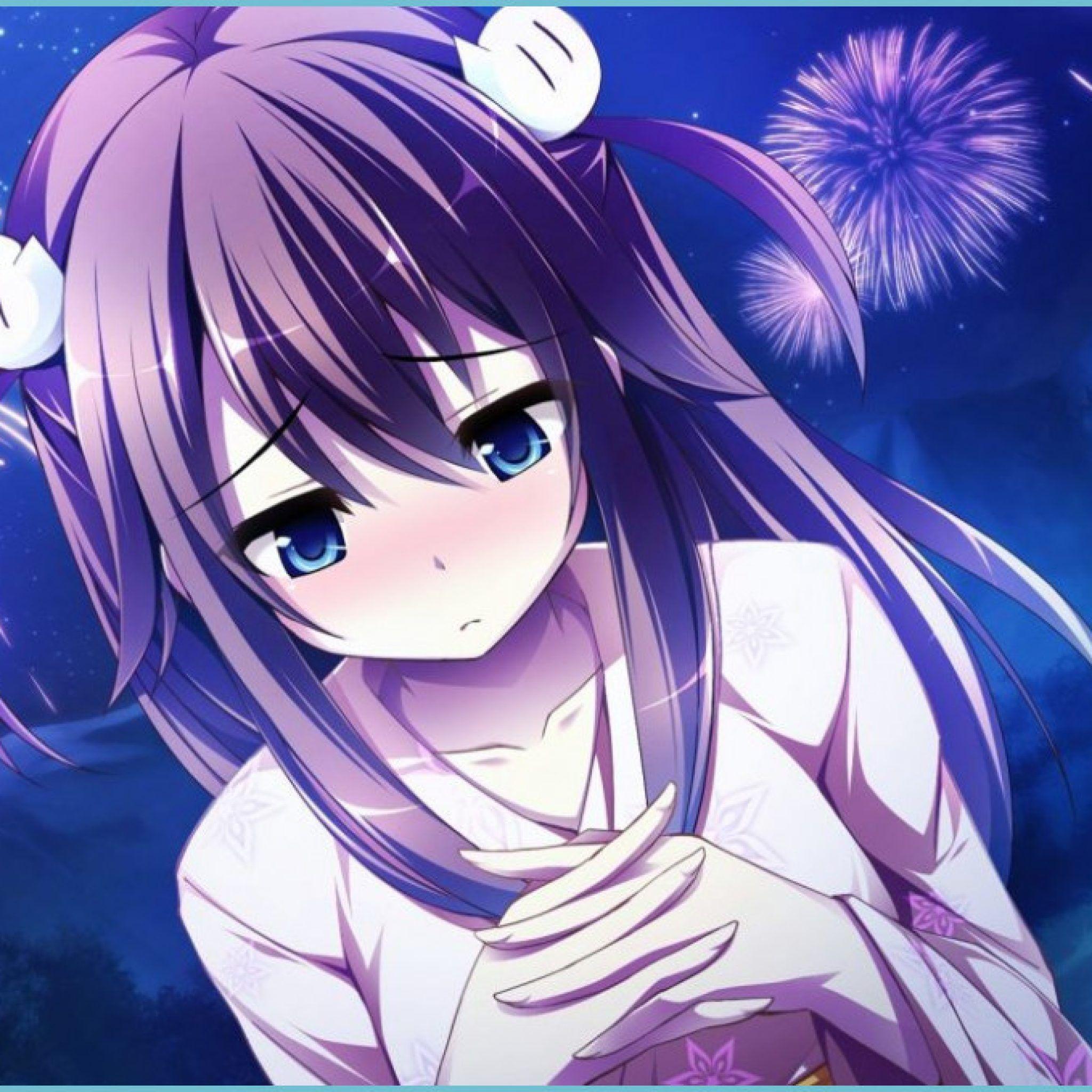 2048x2048 Anime Girls Purple Hair Gamer Wallpaper haired anime girl