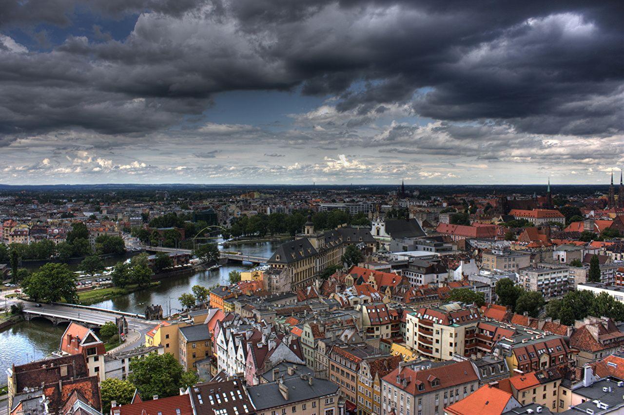 1280x852 image Wroclaw Poland HDR Sky Horizon From above Cities Clouds