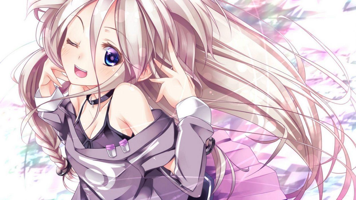 1244x700 Vocaloid dress skirts long hair pink hair open mouth purple eyes simple background anime girls upscaled wallpaperx1080
