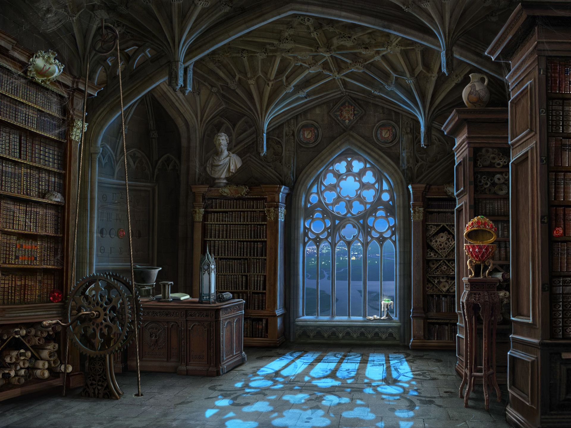 1920x1440 Library background and miniscenes for Curse at Twilight: Shadowbrook game