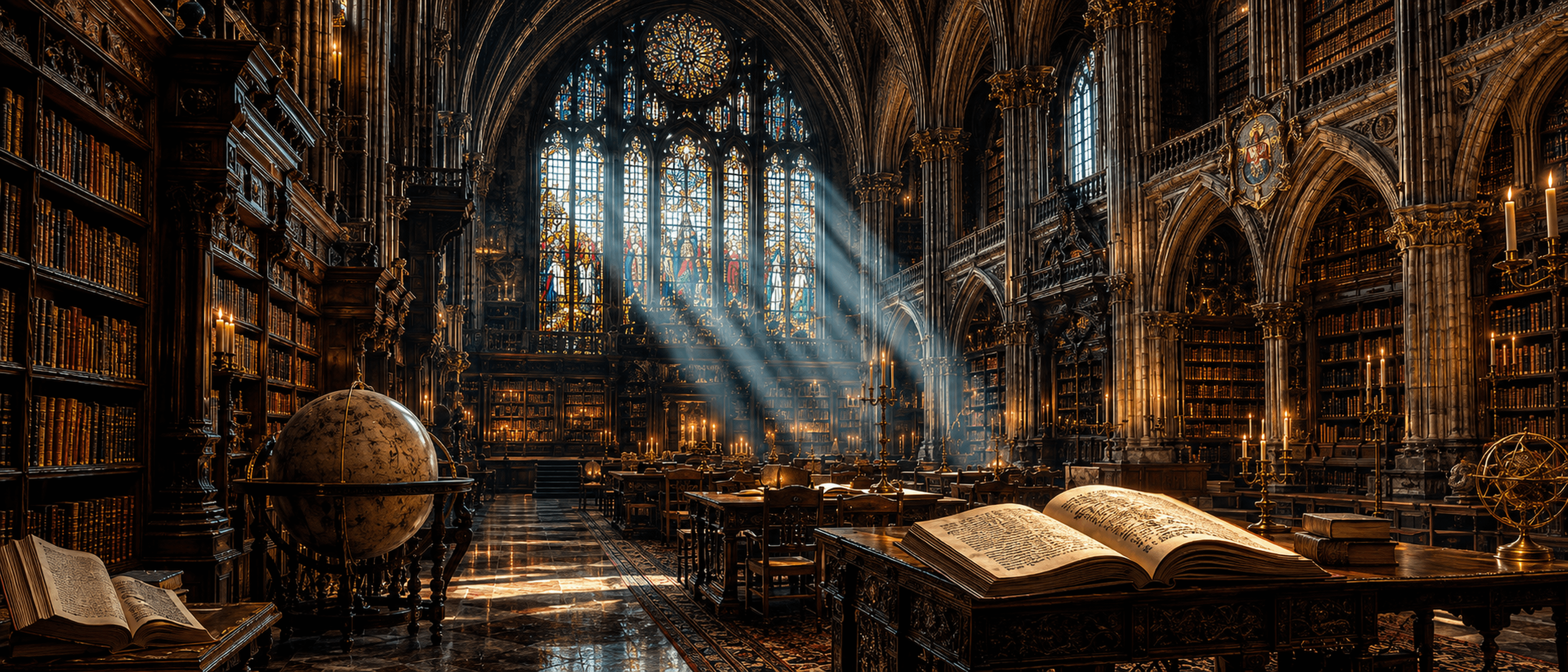 3440x1474 Gothic Library 3840 x 1492