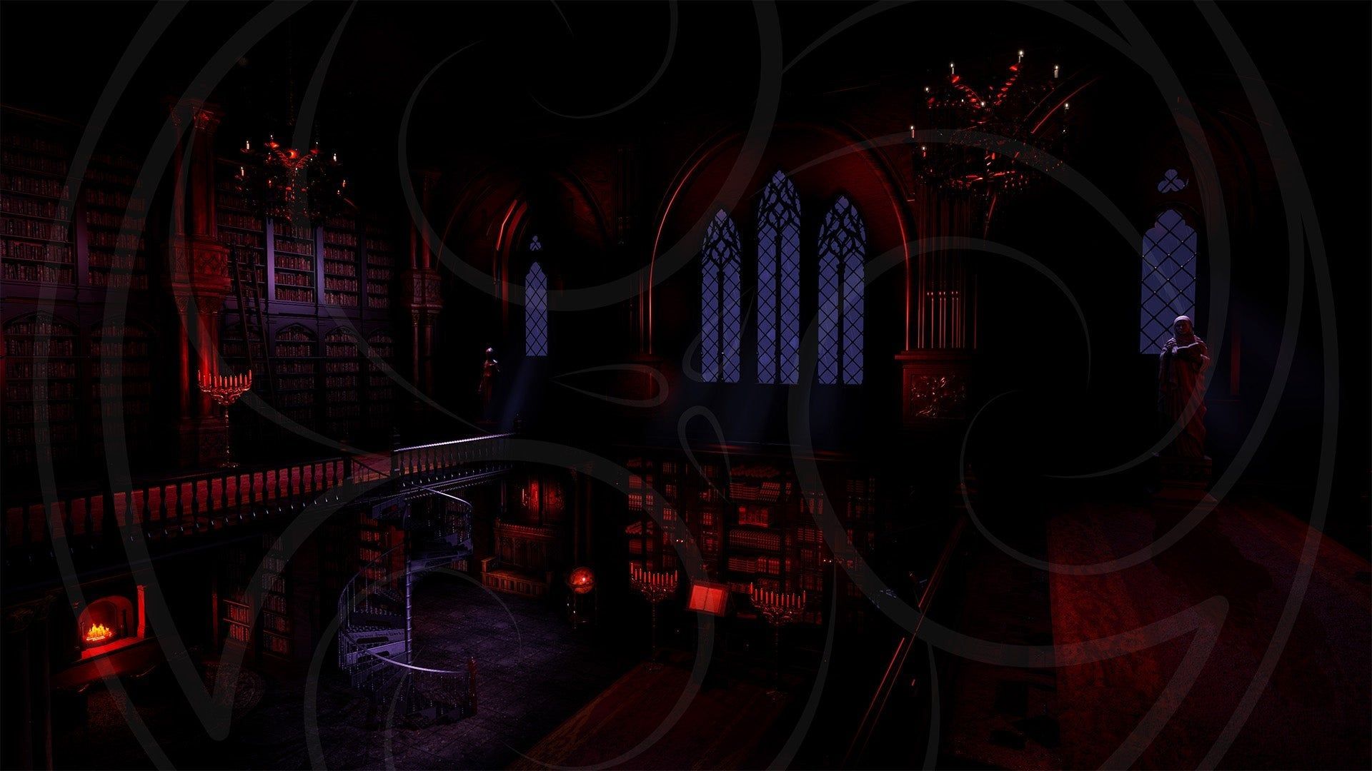 1920x1080 Gothic Library Background