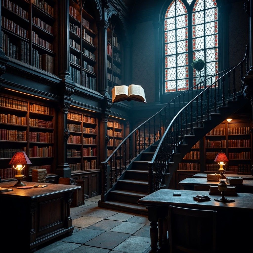 1024x1024 Download Gothic Library Sanctuary Image, Library, Bookshelves