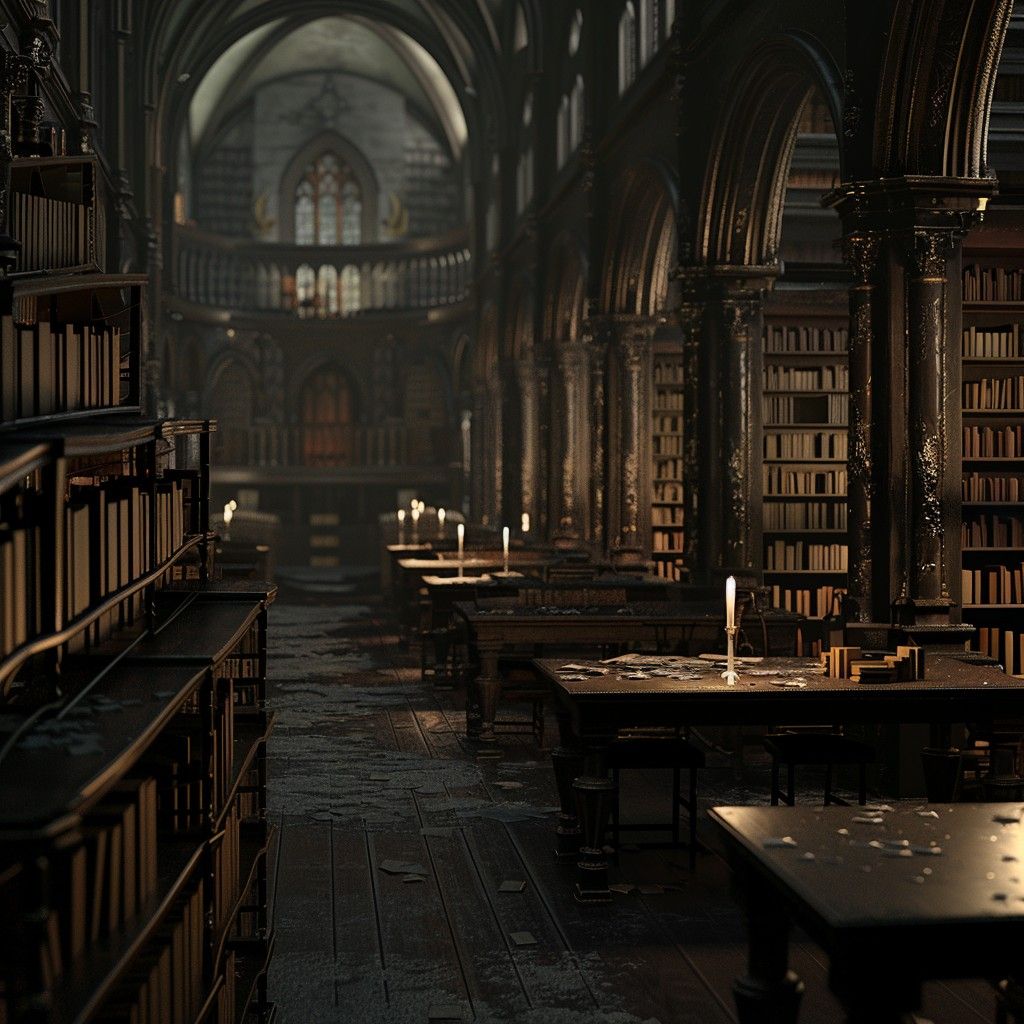 1024x1024 Download Gothic Library Interior Image, Gothic, Candles