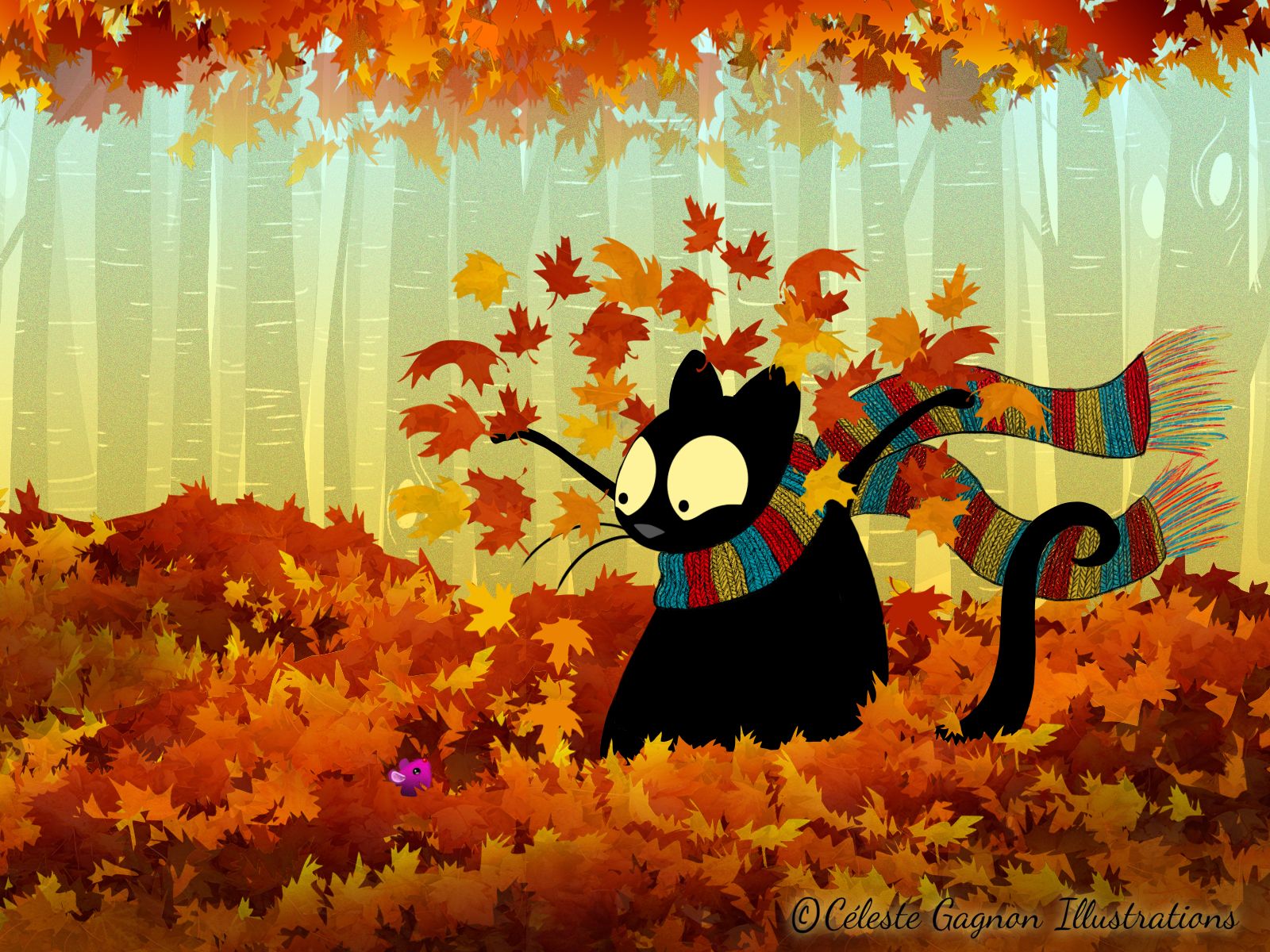 1600x1200 Echo the Cat Fall wallpaper